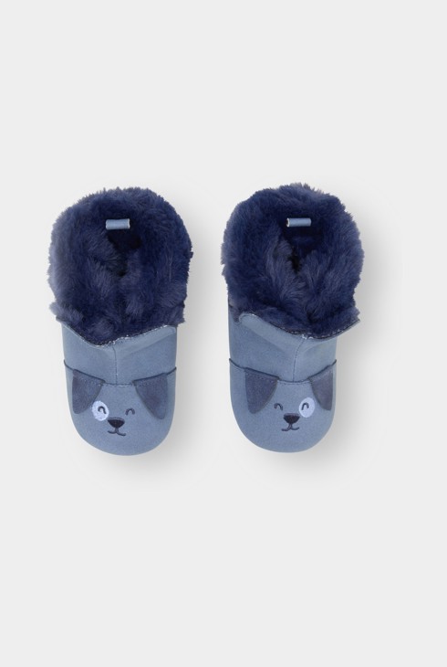 Chaussons fourrés bleu bébé garçon 2
