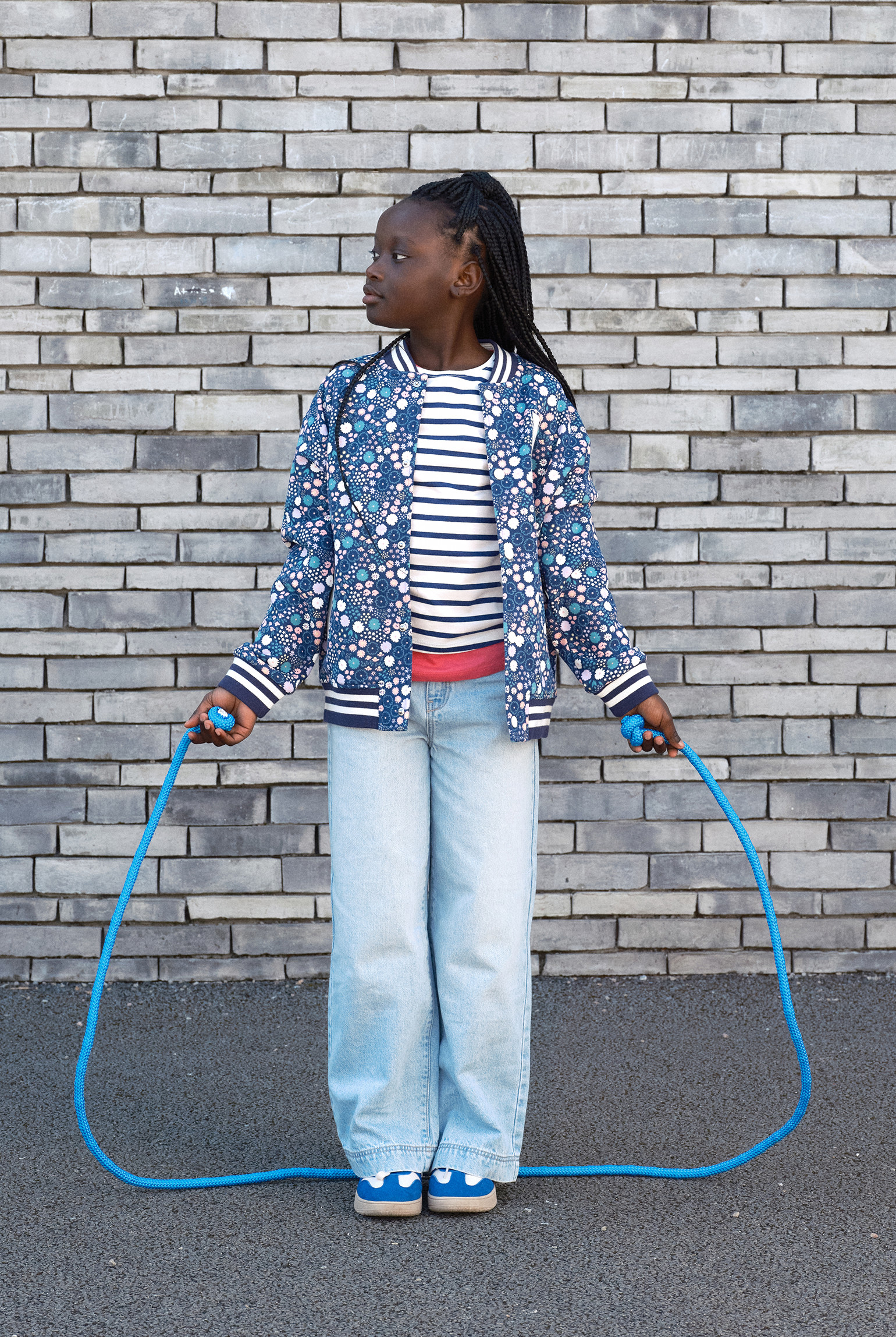 Jean large délavé bleu clair Fille - Denim Bleached Blue