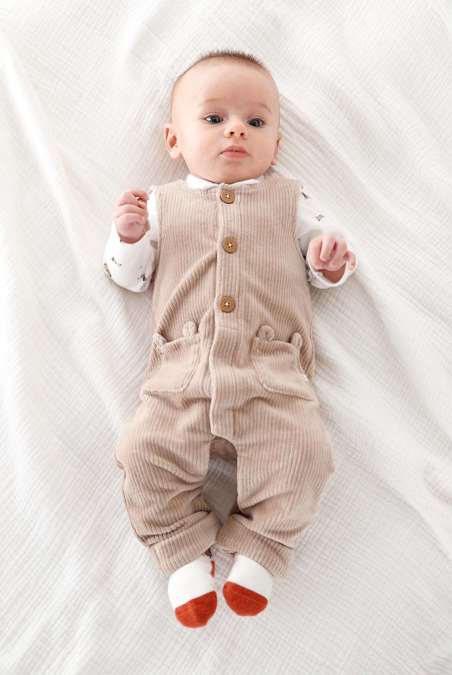 Salopette velours et body marron bébé garçon - Marron Epice