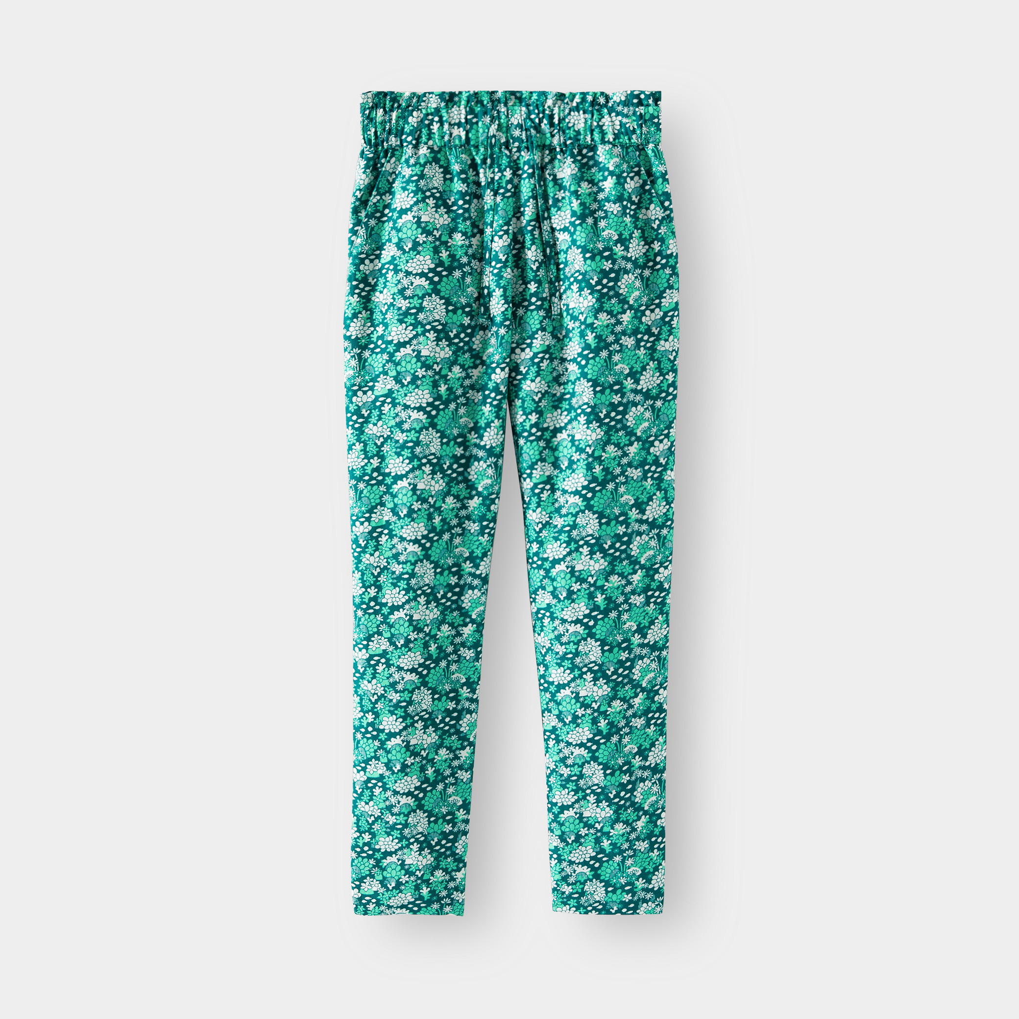 Pantalon fleuri vert fille - Imprimé vert