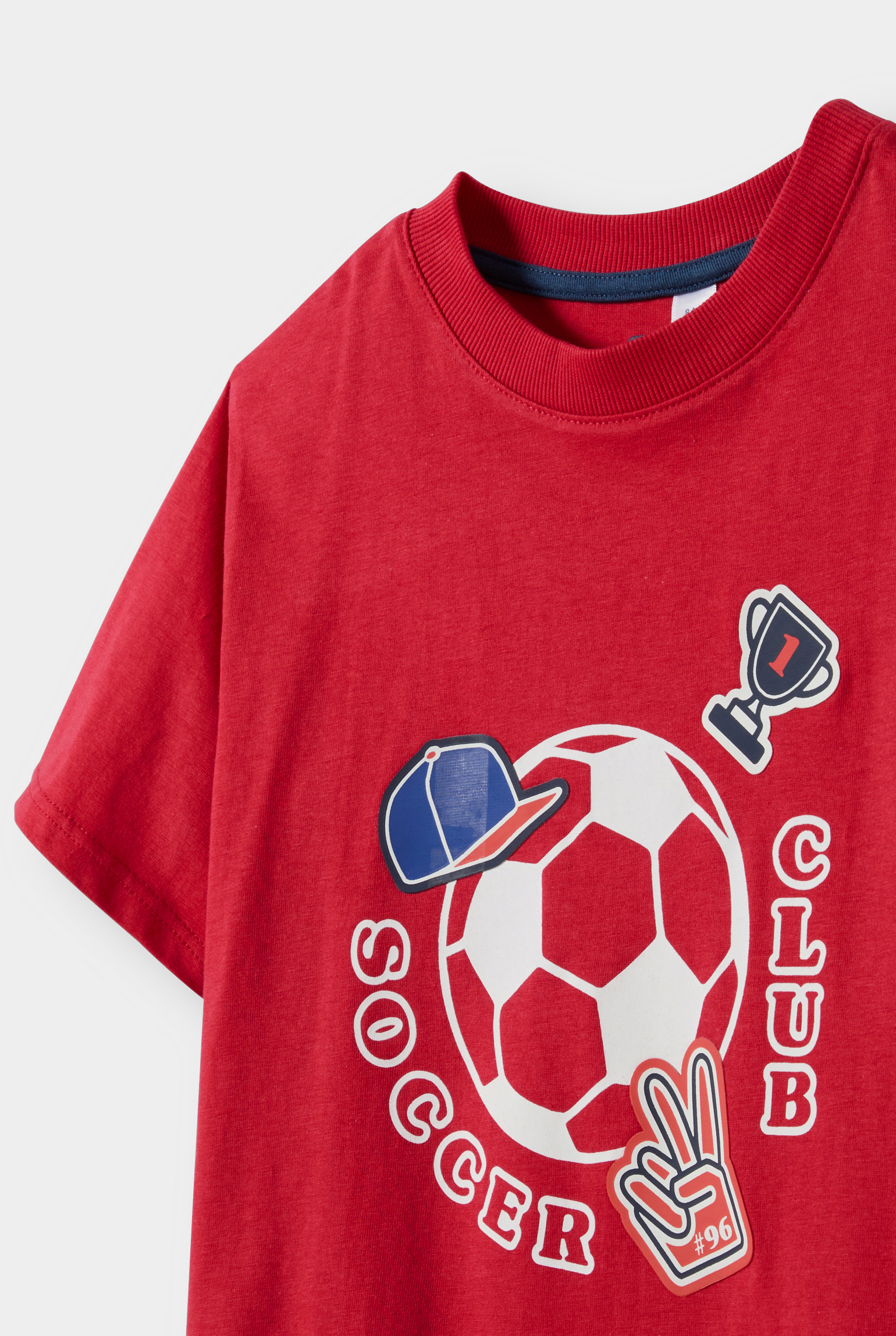 T-shirt blanc à message "Skate crew" garçon - Rouge Pavot