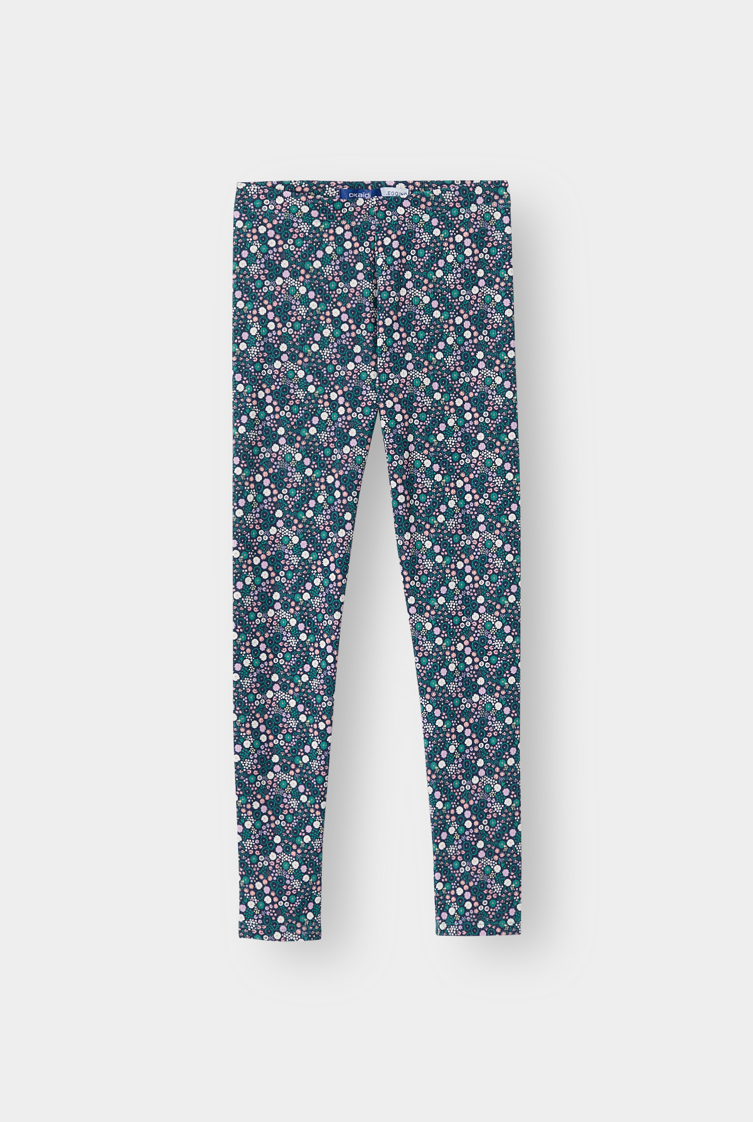 Legging côtelé rose fille - Imprimé bleu
