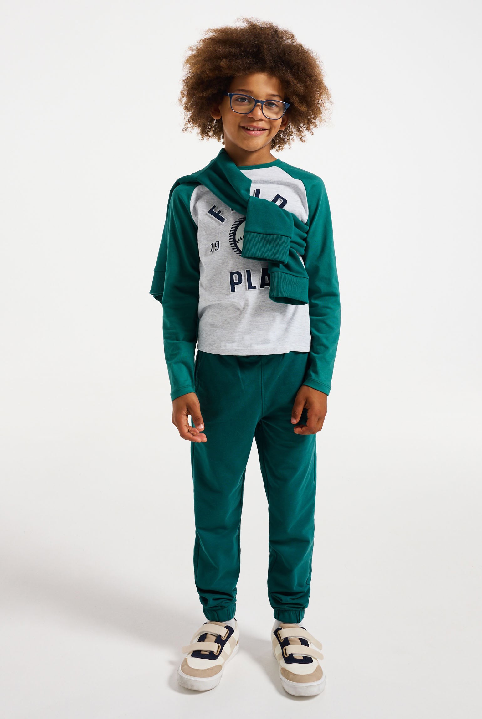 Jogging en molleton uni marron Garçon - Vert pin