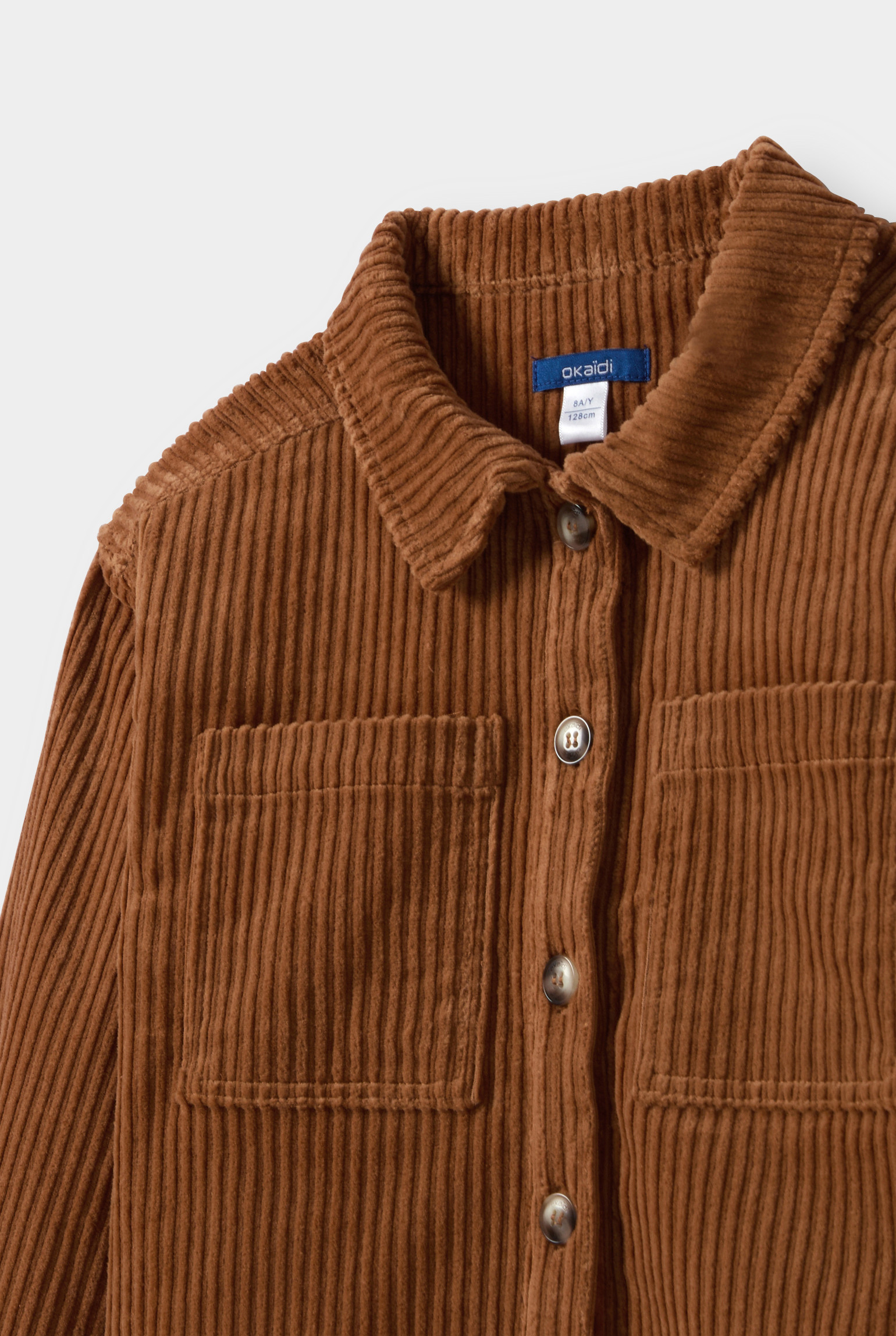 Veste velours côtelé marron fille - Marron moka