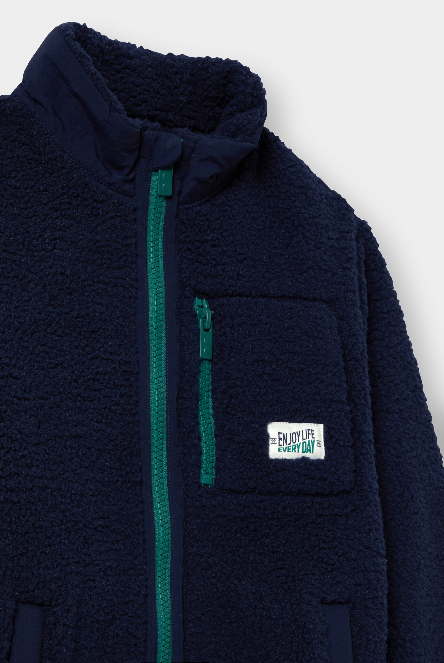 Veste polaire zippée beige garçon - Bleu navy