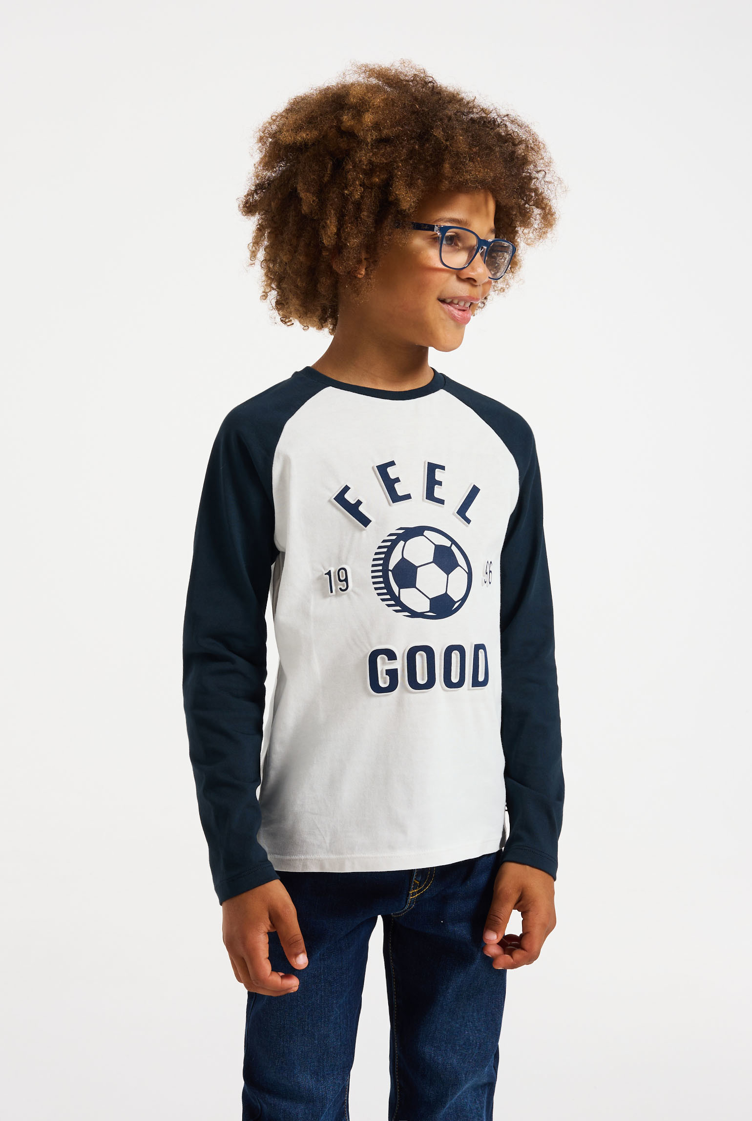 T-shirt imprimé blanc garçon - Bleu Agate