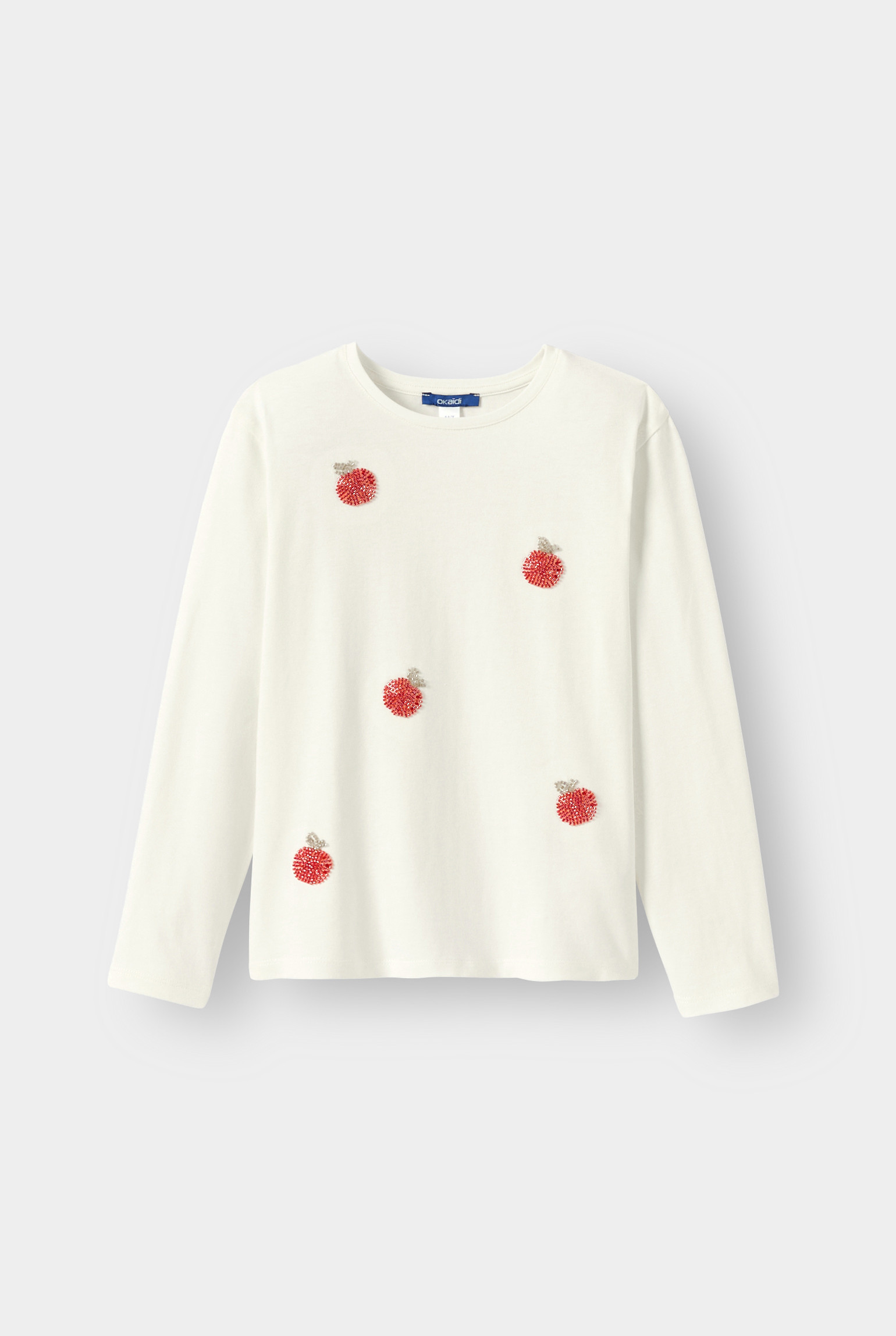 T-shirt blanc avec motifs pommes fille - Blanc écru