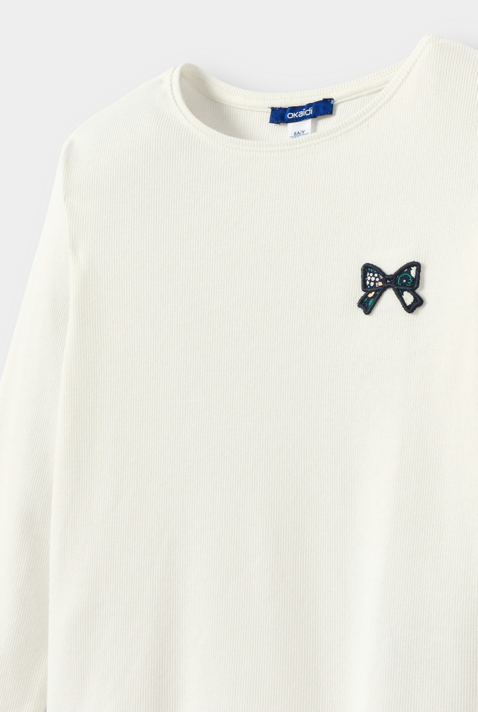 T-shirt bleu marine fille - Blanc écru