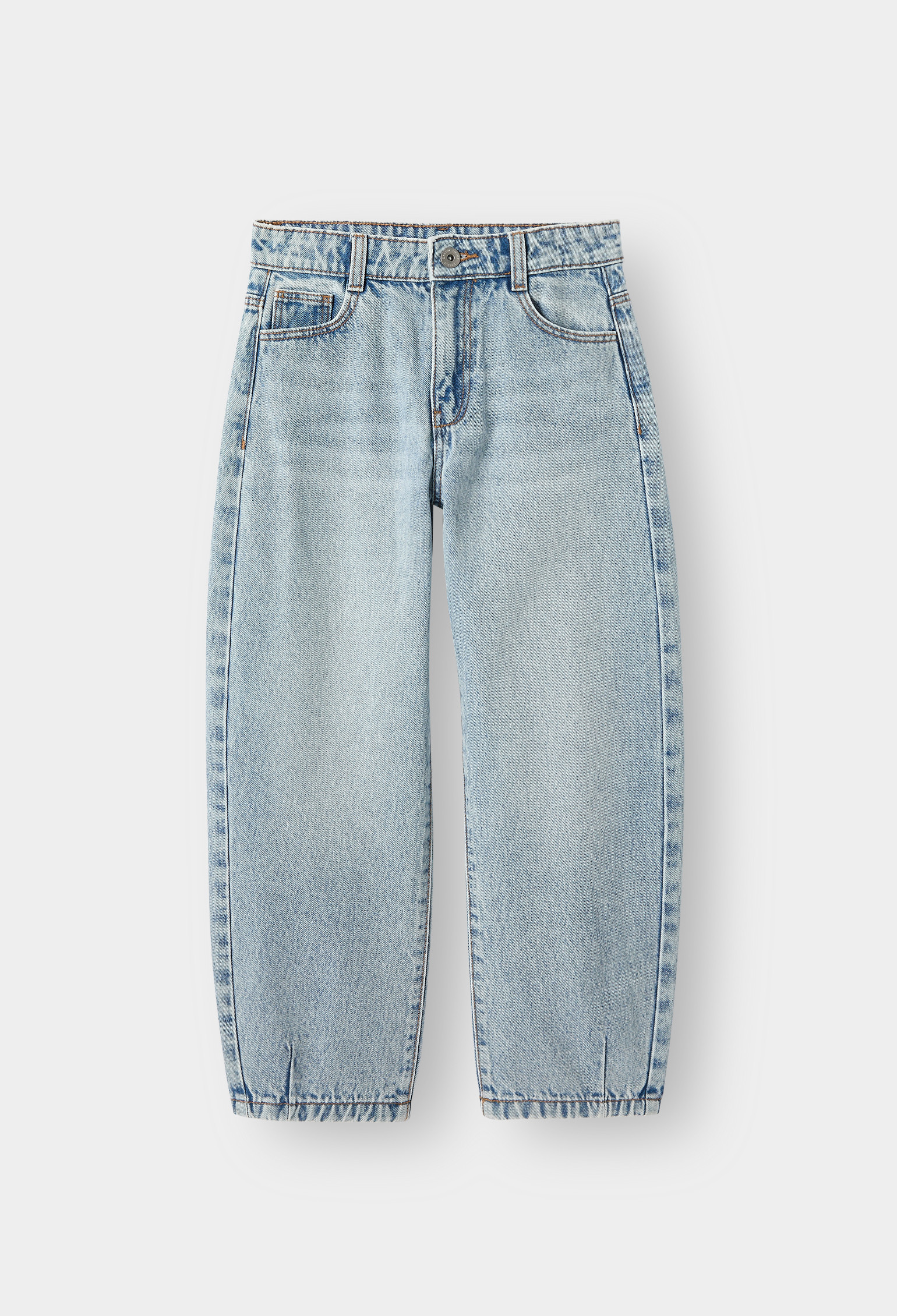Jean forme balloon bleu clair fille - Denim Bleached Blue
