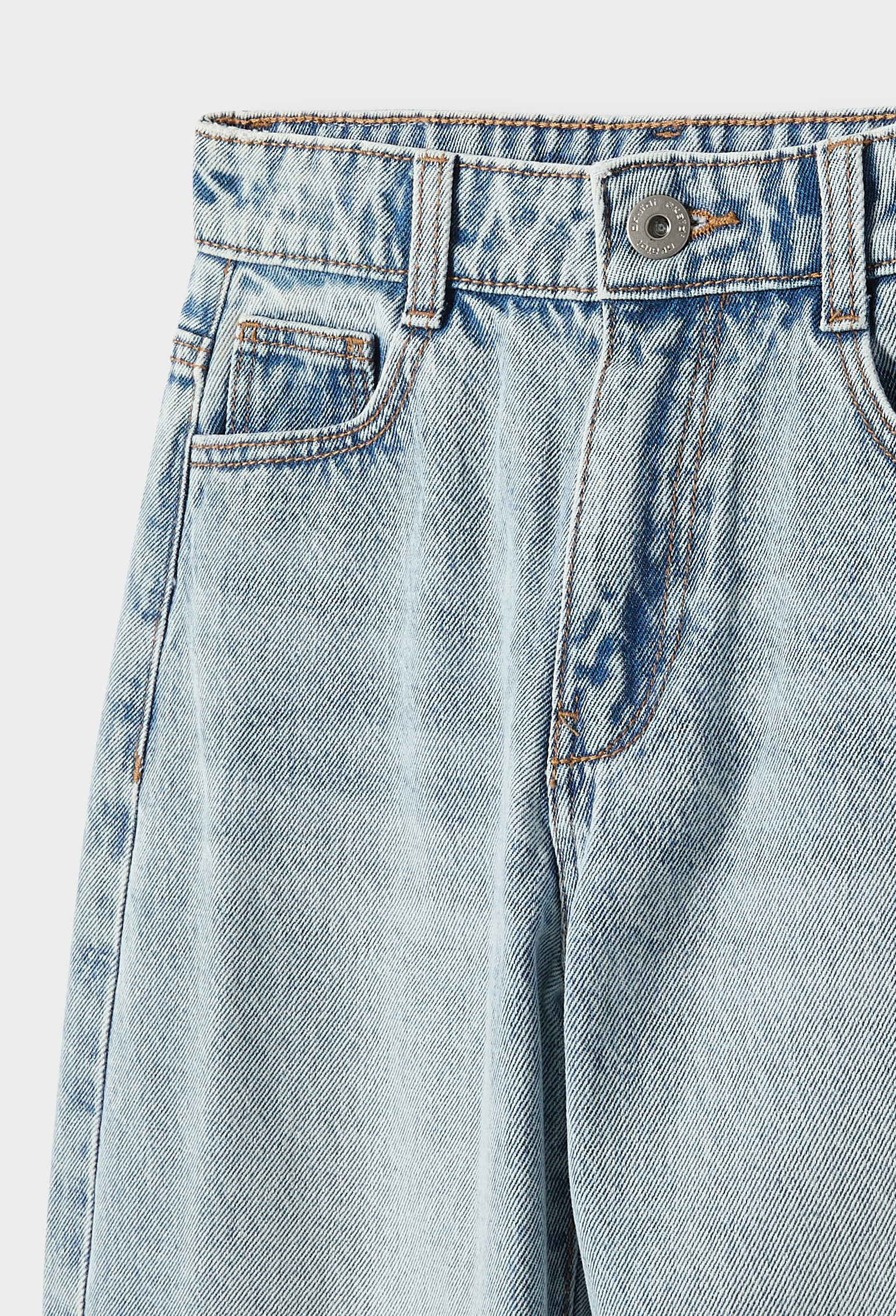 Jean forme balloon bleu clair fille - Denim Bleached Blue