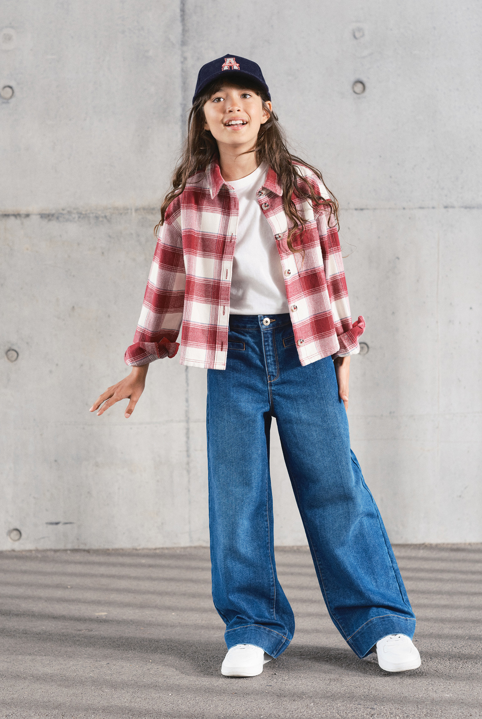Jean large bleu fille - Denim bleu