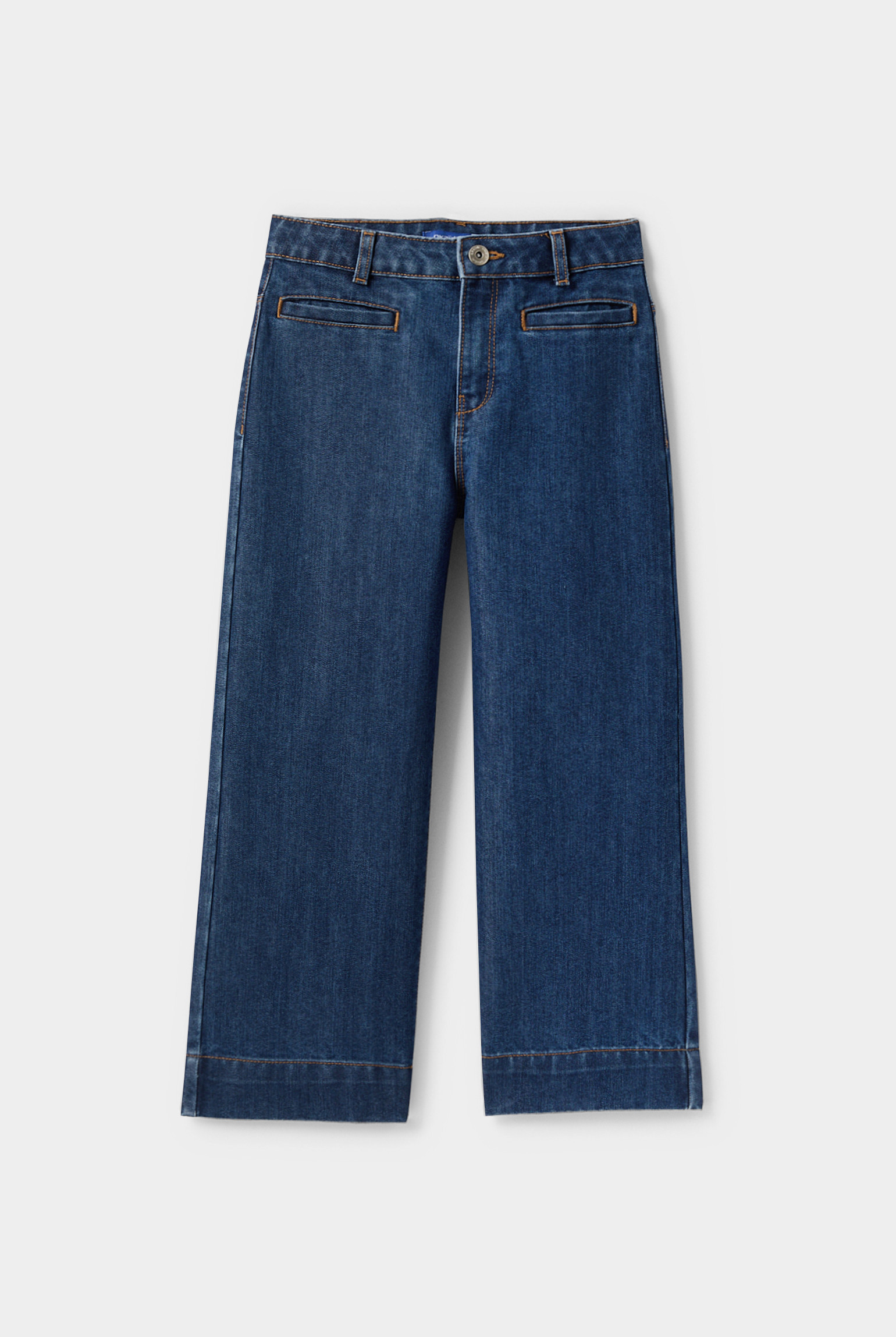 Jean large bleu fille - Denim bleu