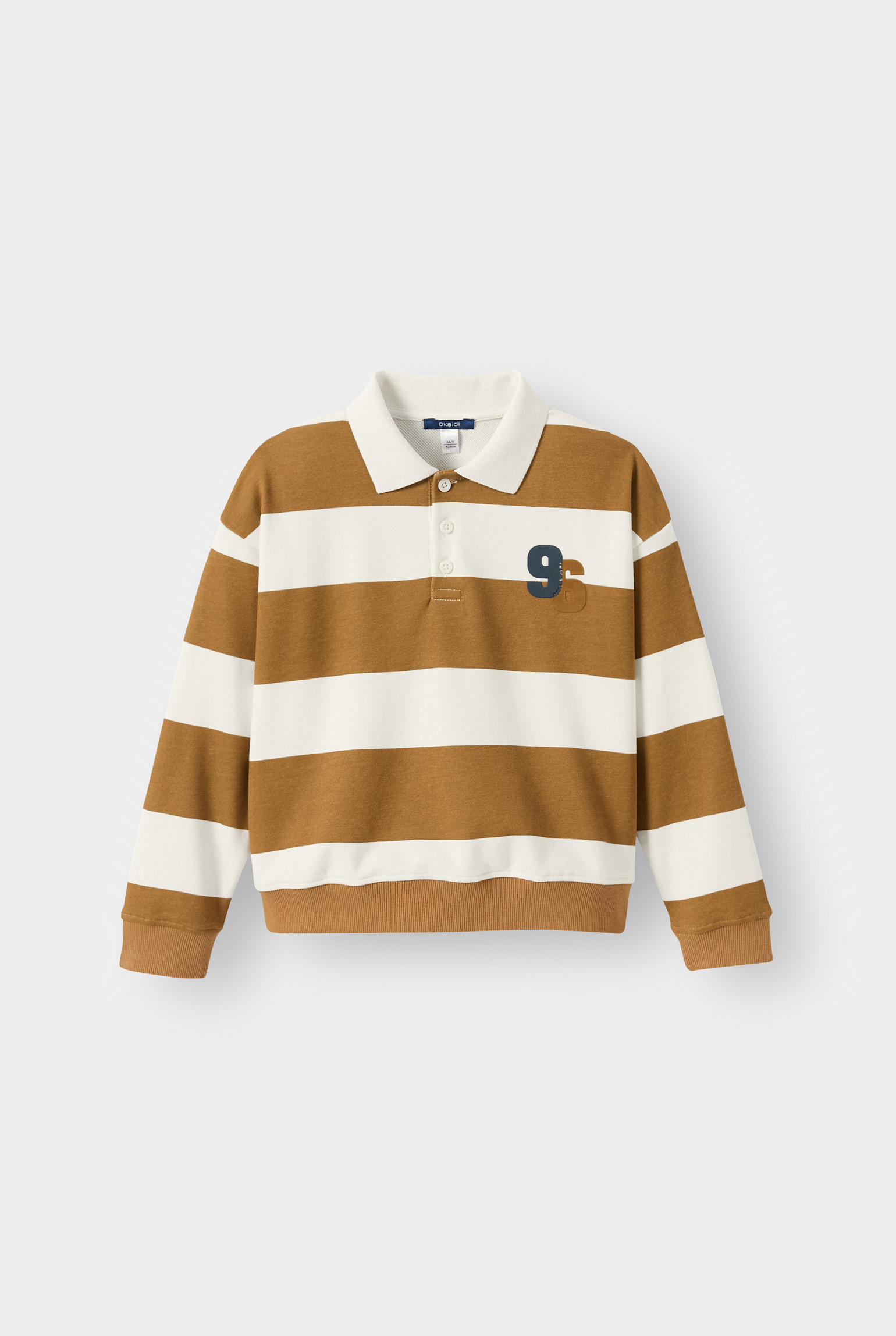 Polo rayé bleu marine garçon - Rayures marron