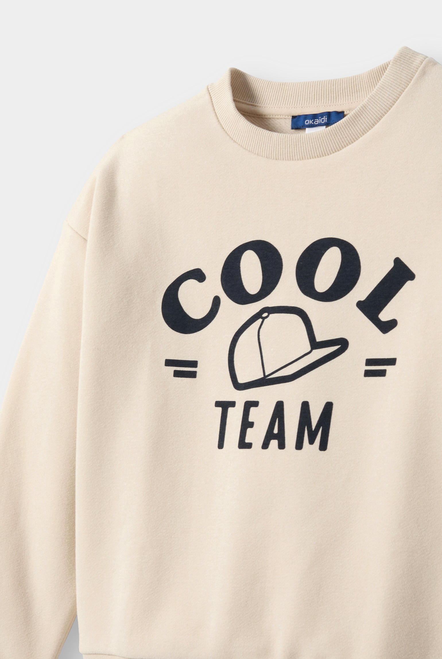 Sweat molleton casquette blanc crème garçon - Blanc Farine