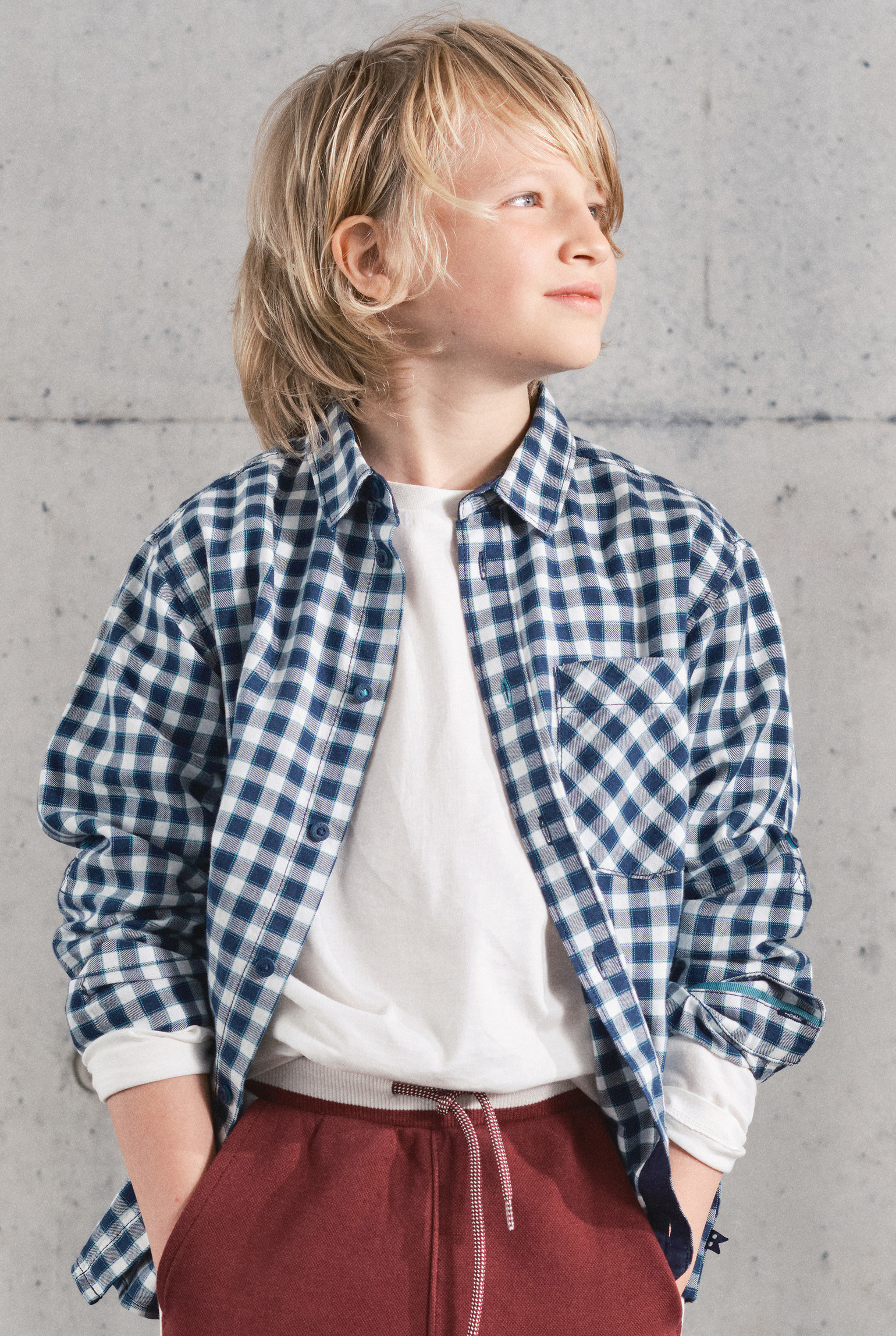 Chemise à carreaux bleue garçon - Carreaux bleu
