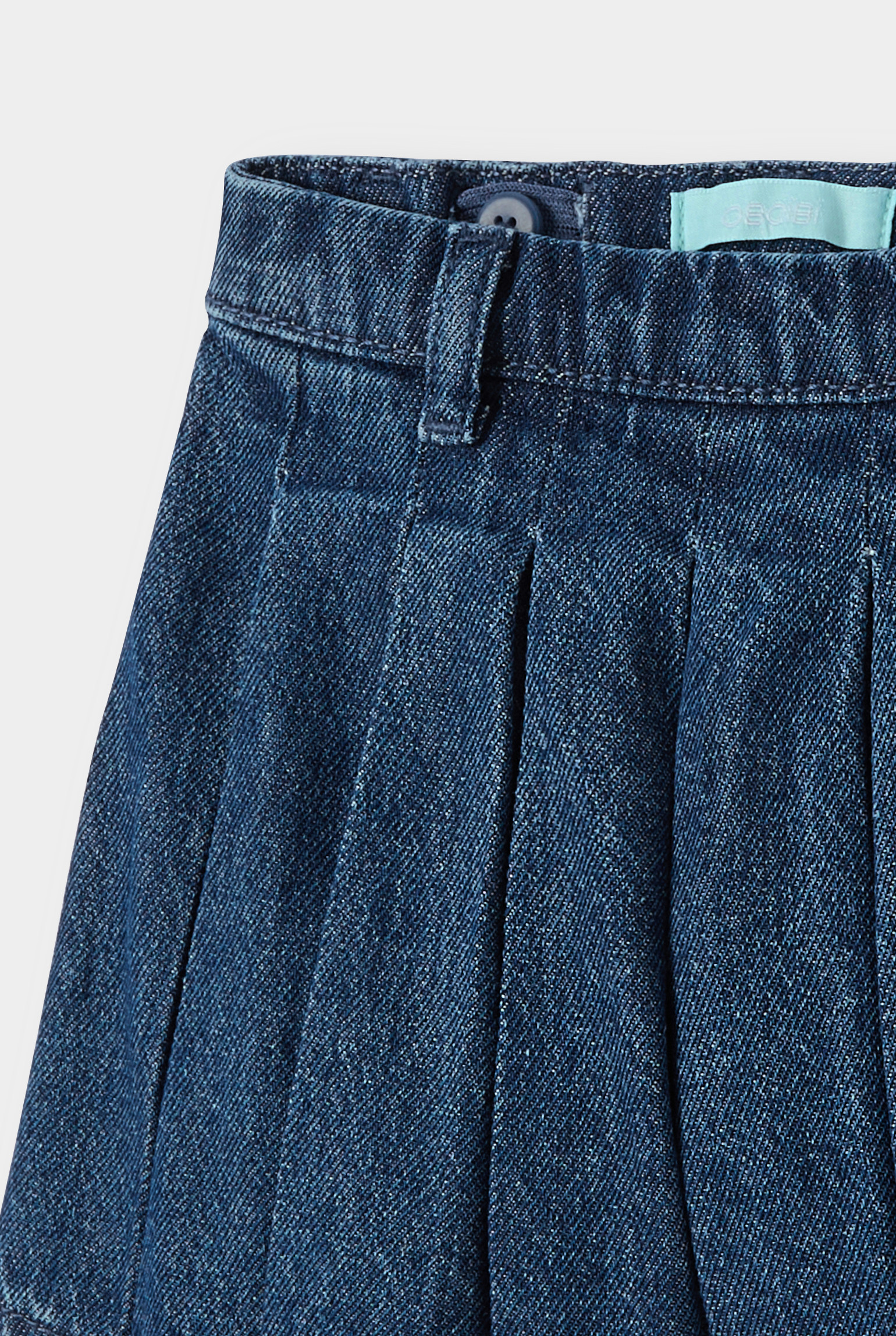 Short plissé denim bleu bébé fille - Denim bleu stone