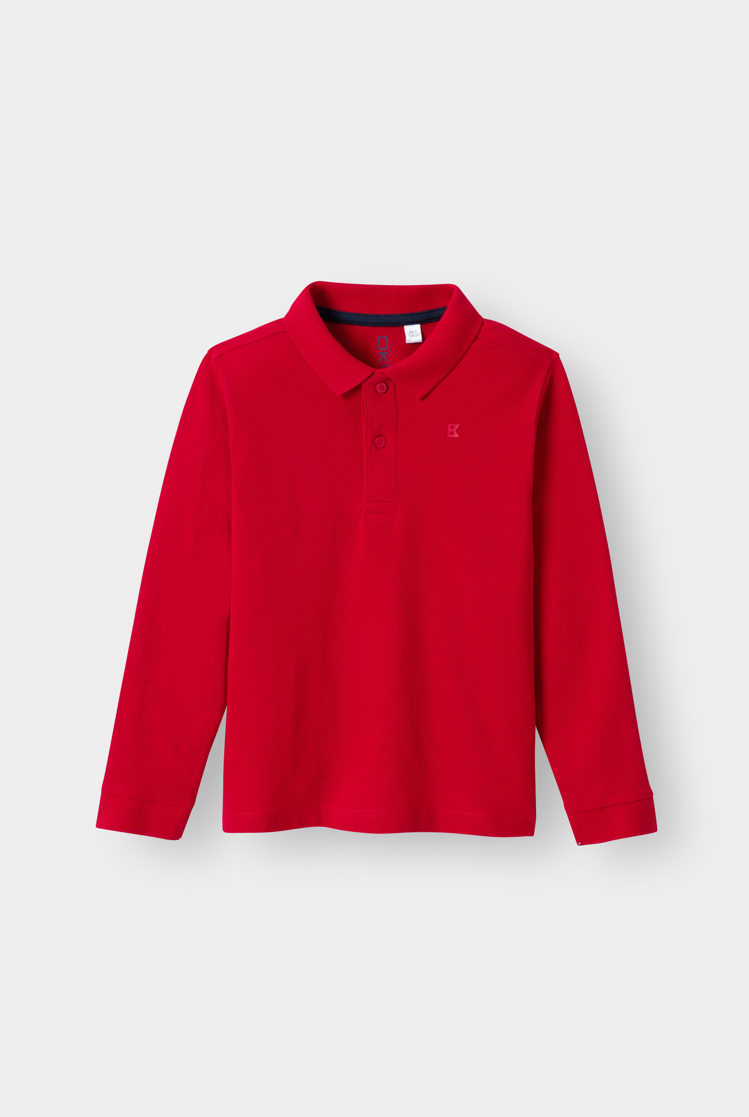 Polo manches longues blanc garçon - Rouge Pompier