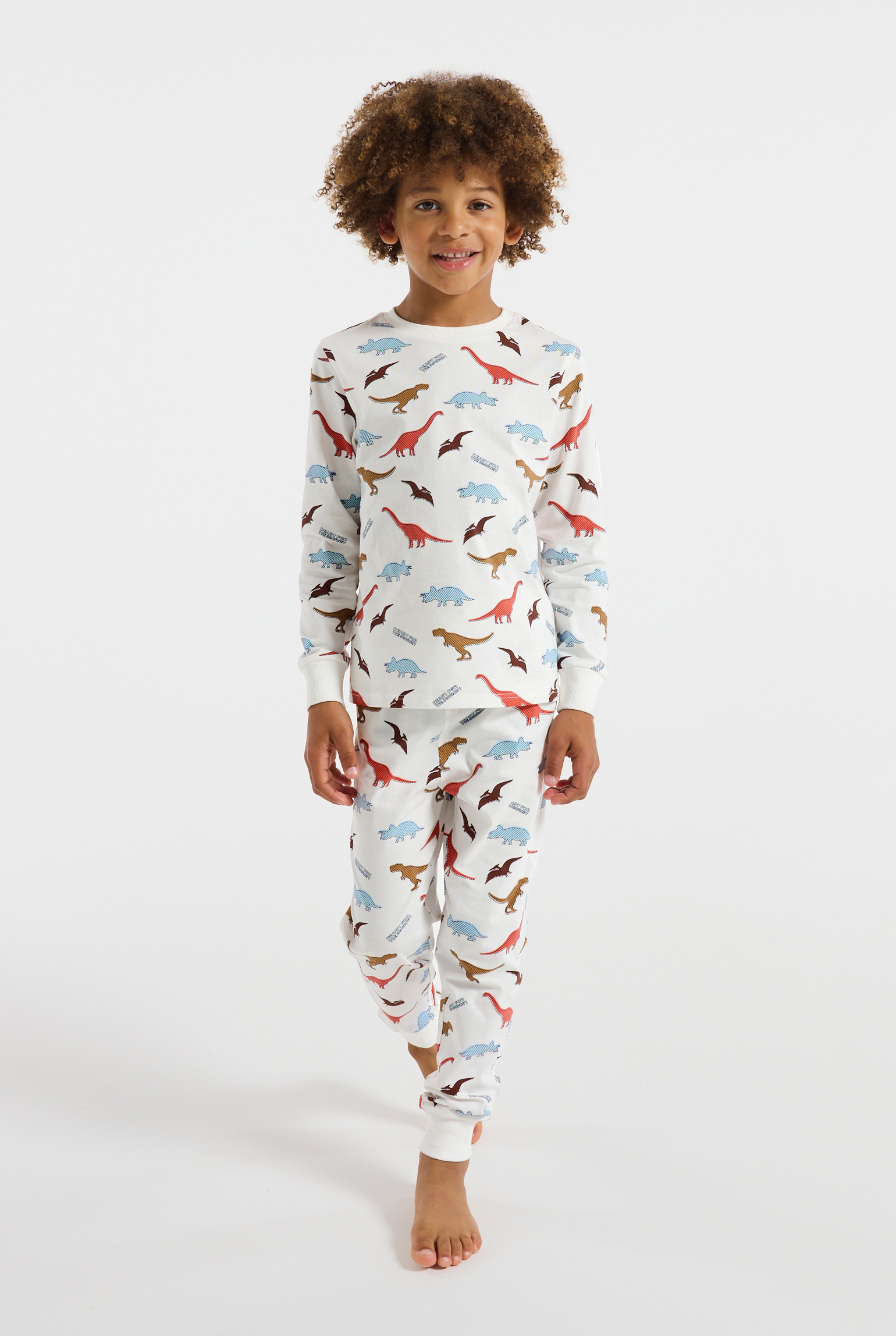 Pyjama dinosaures blanc garçon - Imprimé multicolore