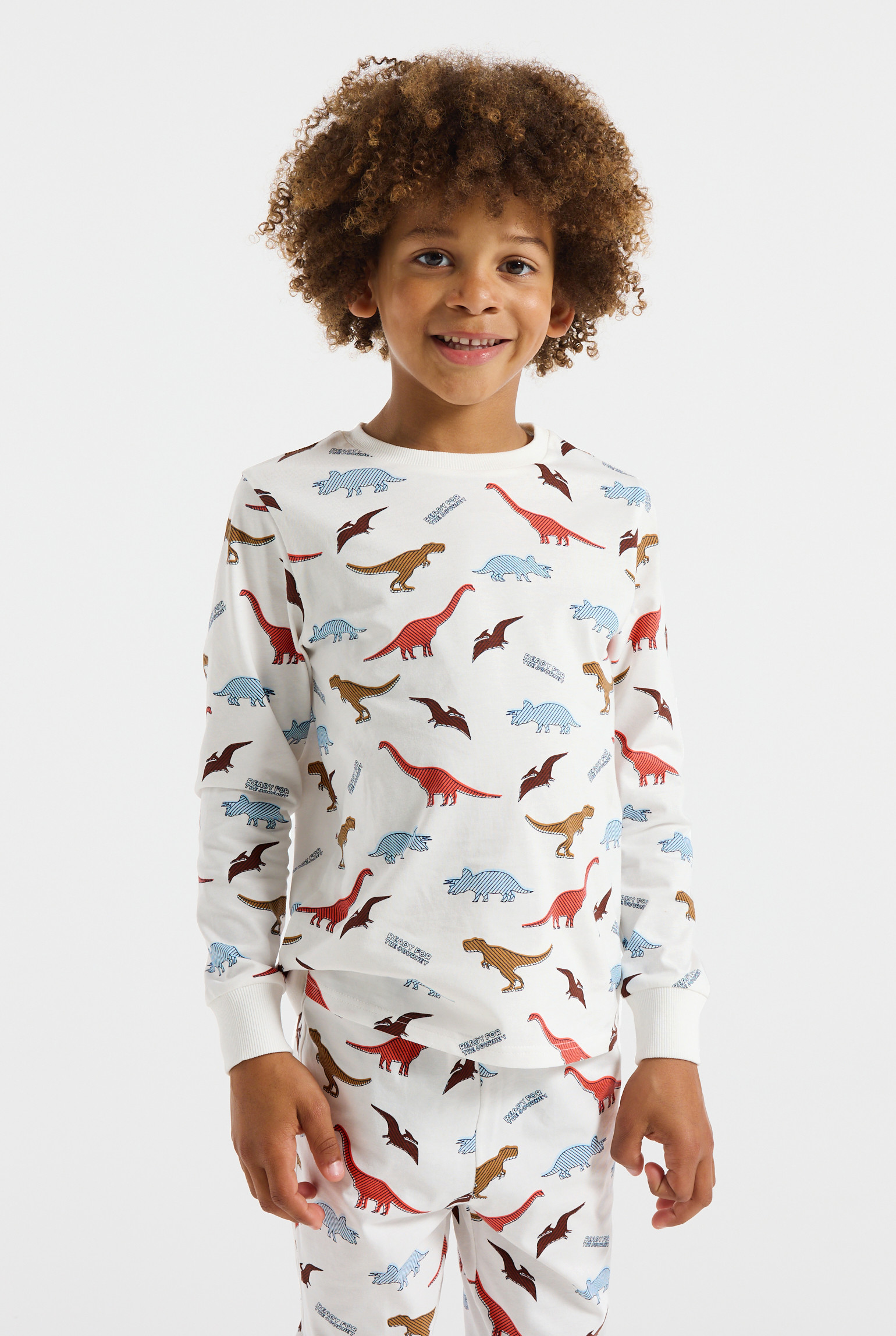 Pyjama dinosaures blanc garçon - Imprimé multicolore