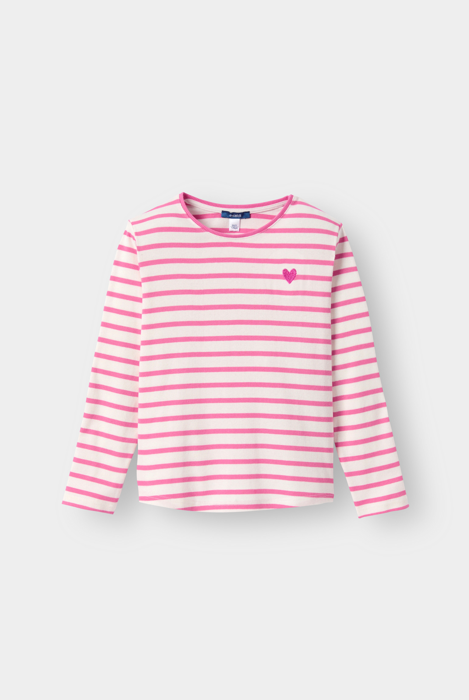 T-shirt rayé blanc fille - Rayures rose