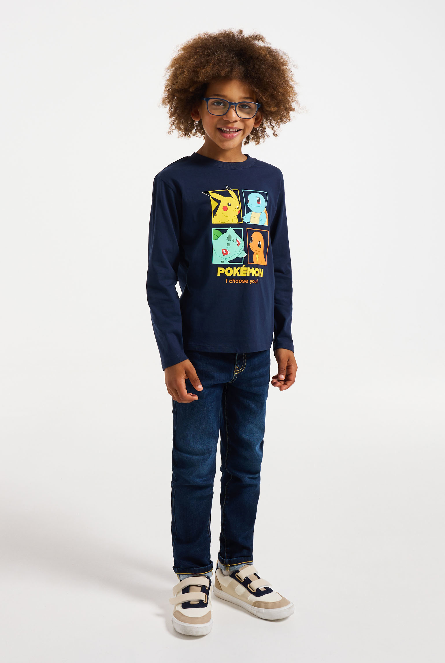 T-shirt Pokémon blanc enfant - Bleu navy