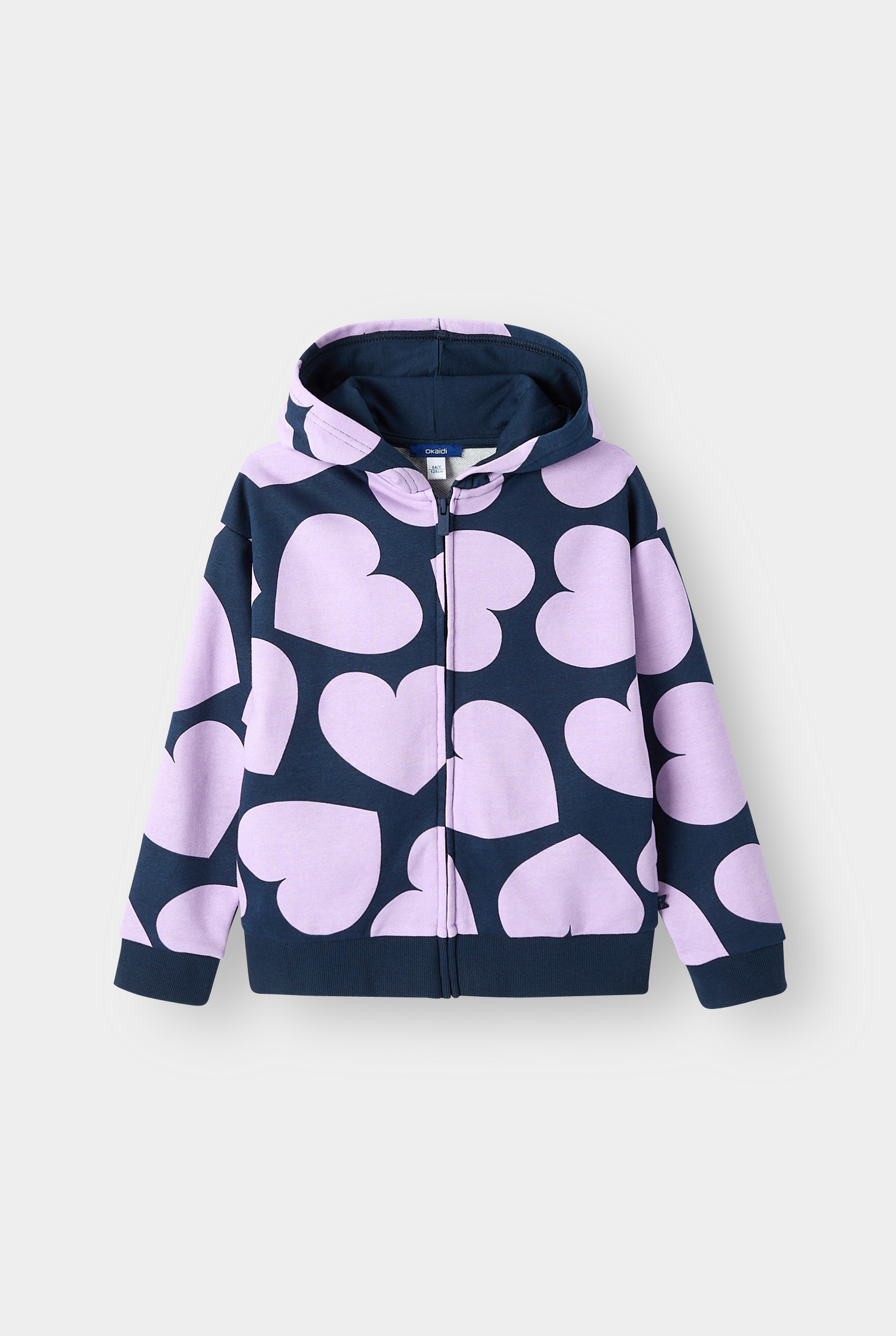 Sweat zippé à capuche rose fille - Imprimé Violet