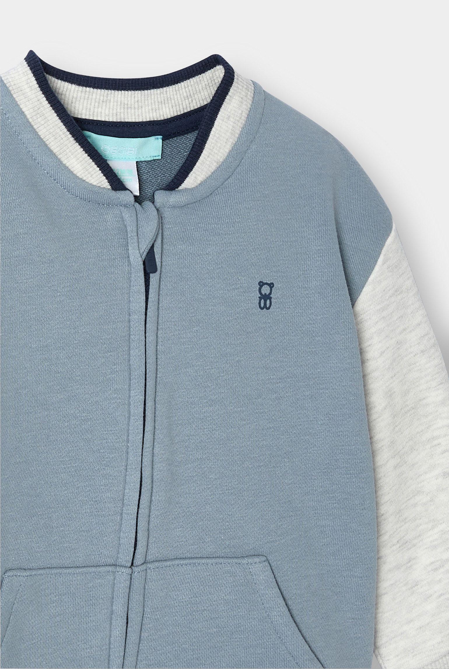 Blouson teddy vert garçon - Bleu horizon