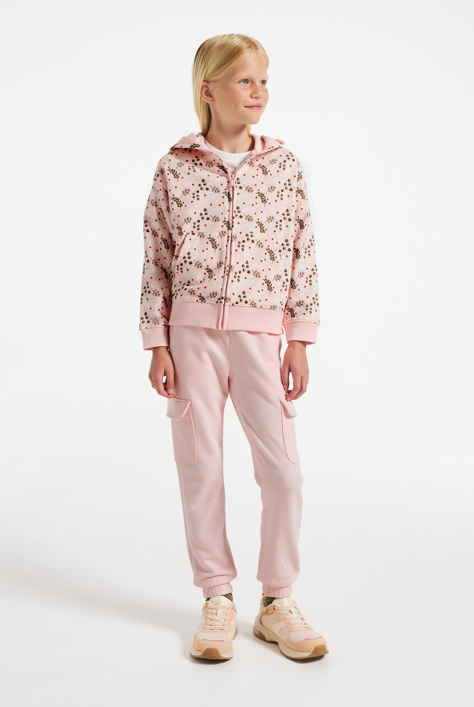 Sweat fleuri rose fille - Imprimé rose