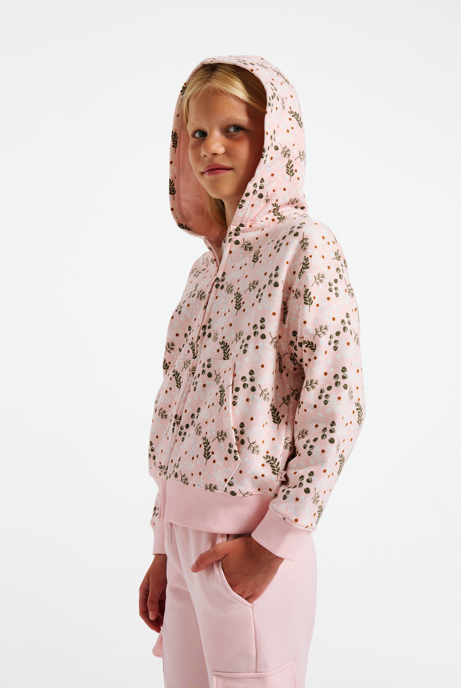 Sweat fleuri rose fille - Imprimé rose