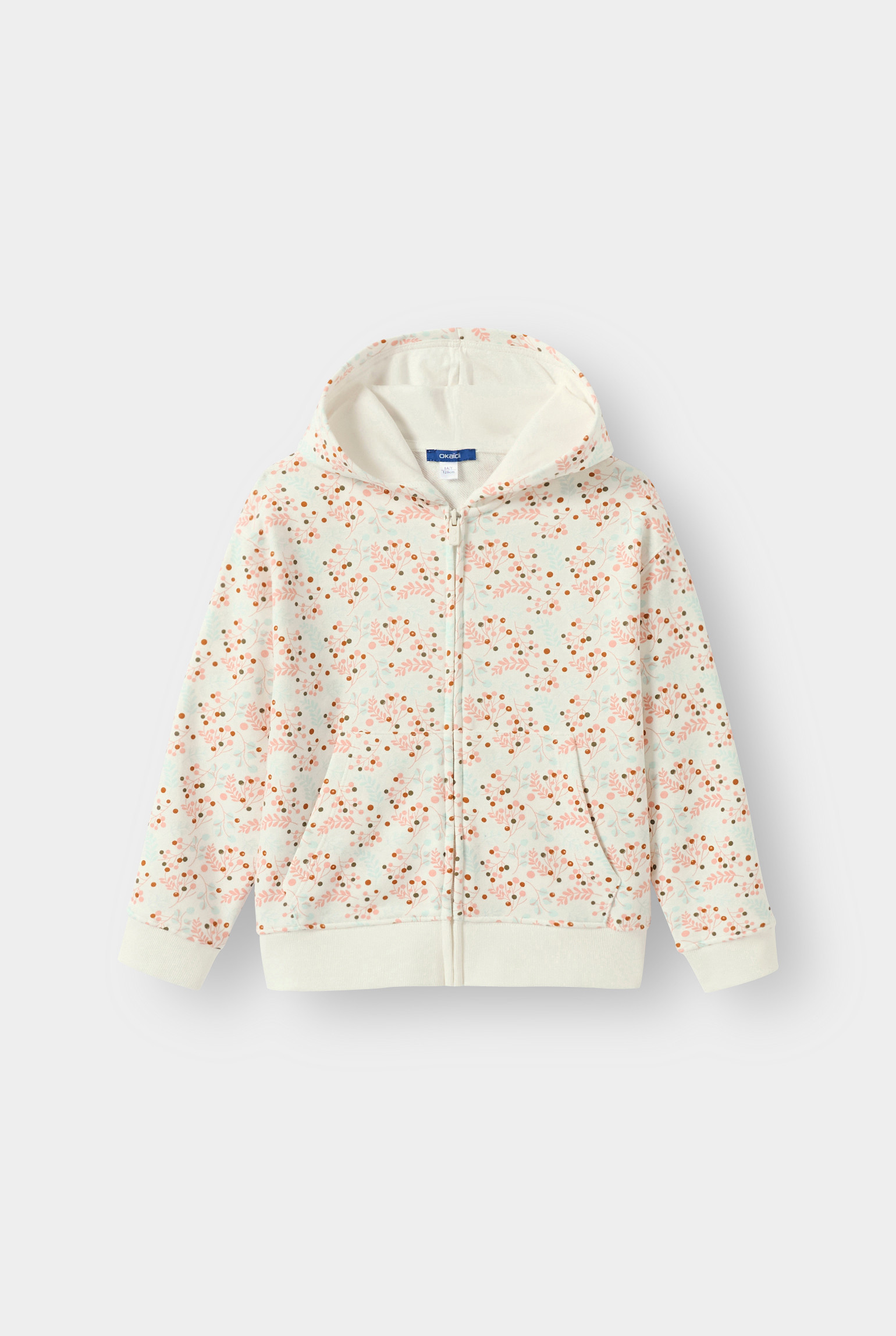 Sweat fleuri rose fille - Imprimé blanc
