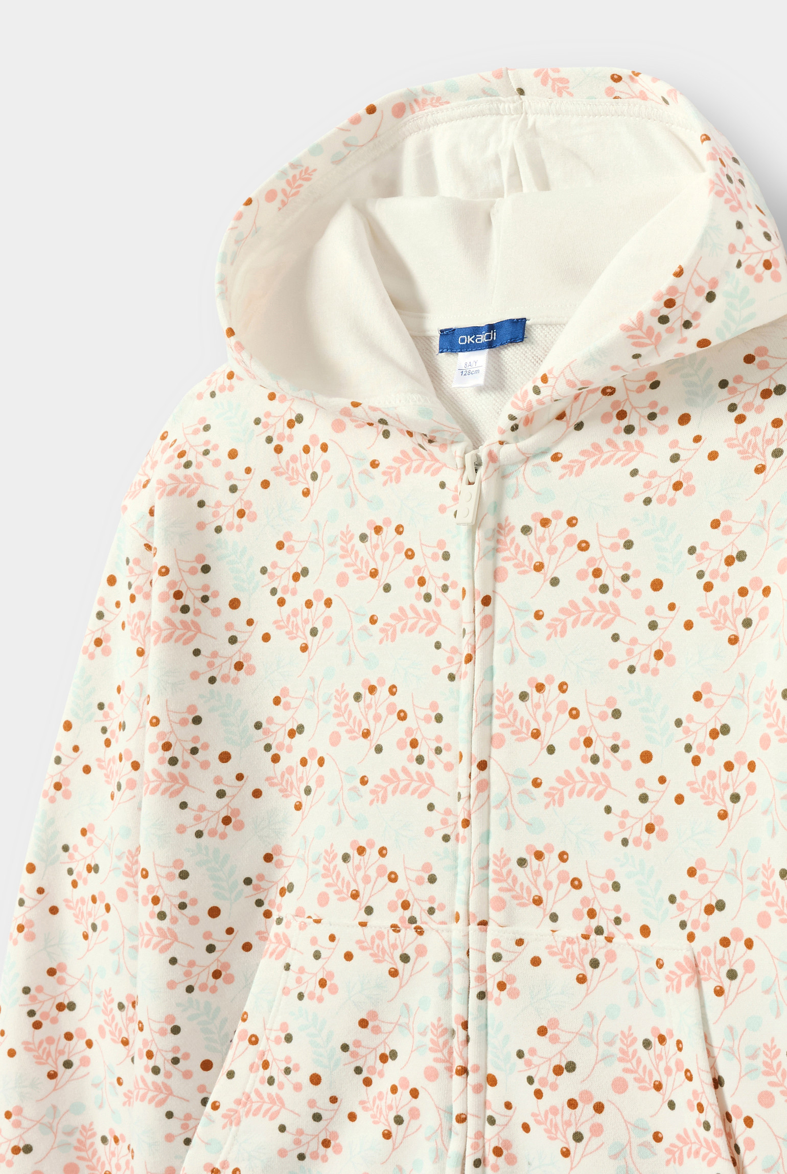 Sweat fleuri rose fille - Imprimé blanc