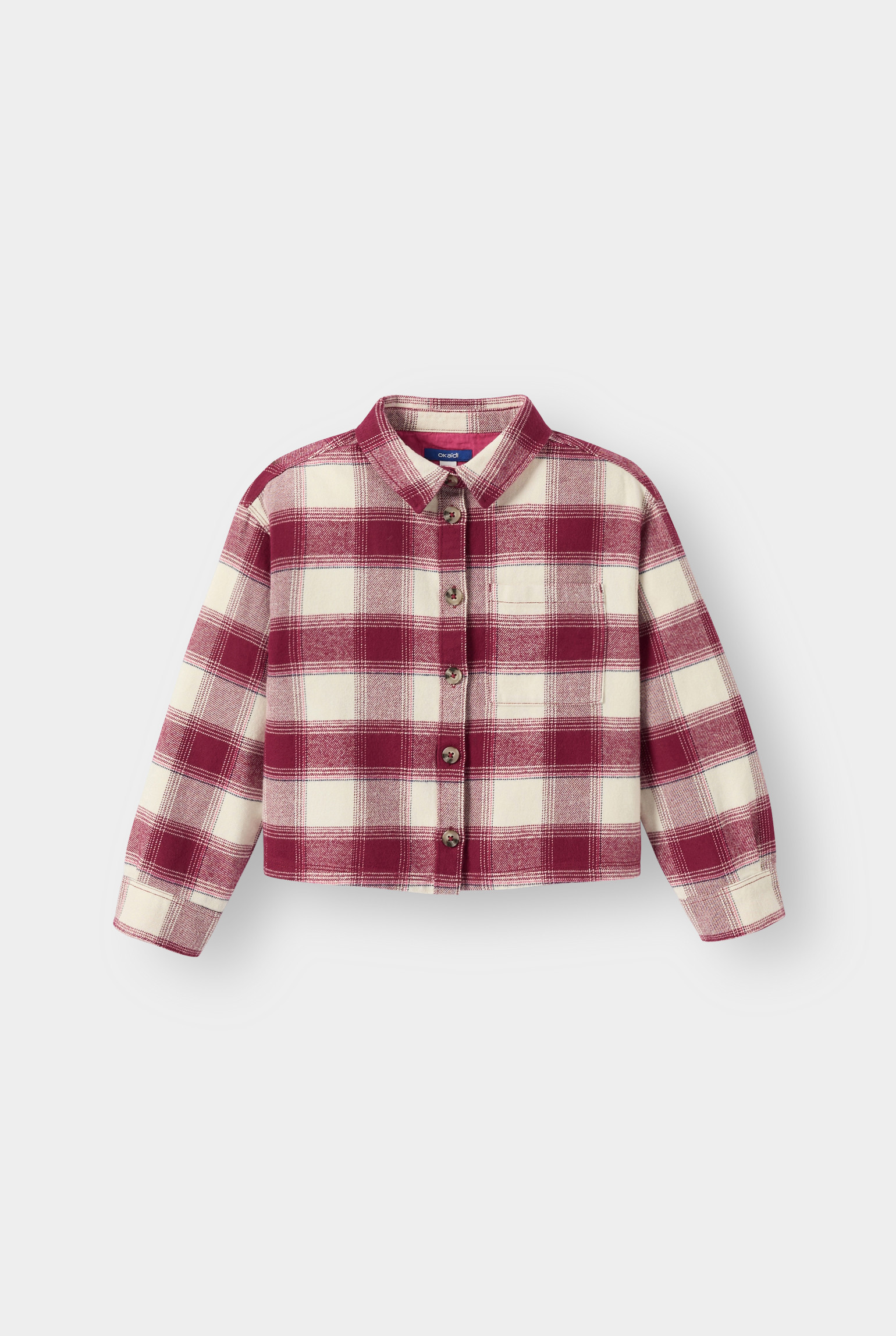 Chemise à carreaux twill rouge fille - Carreaux rose