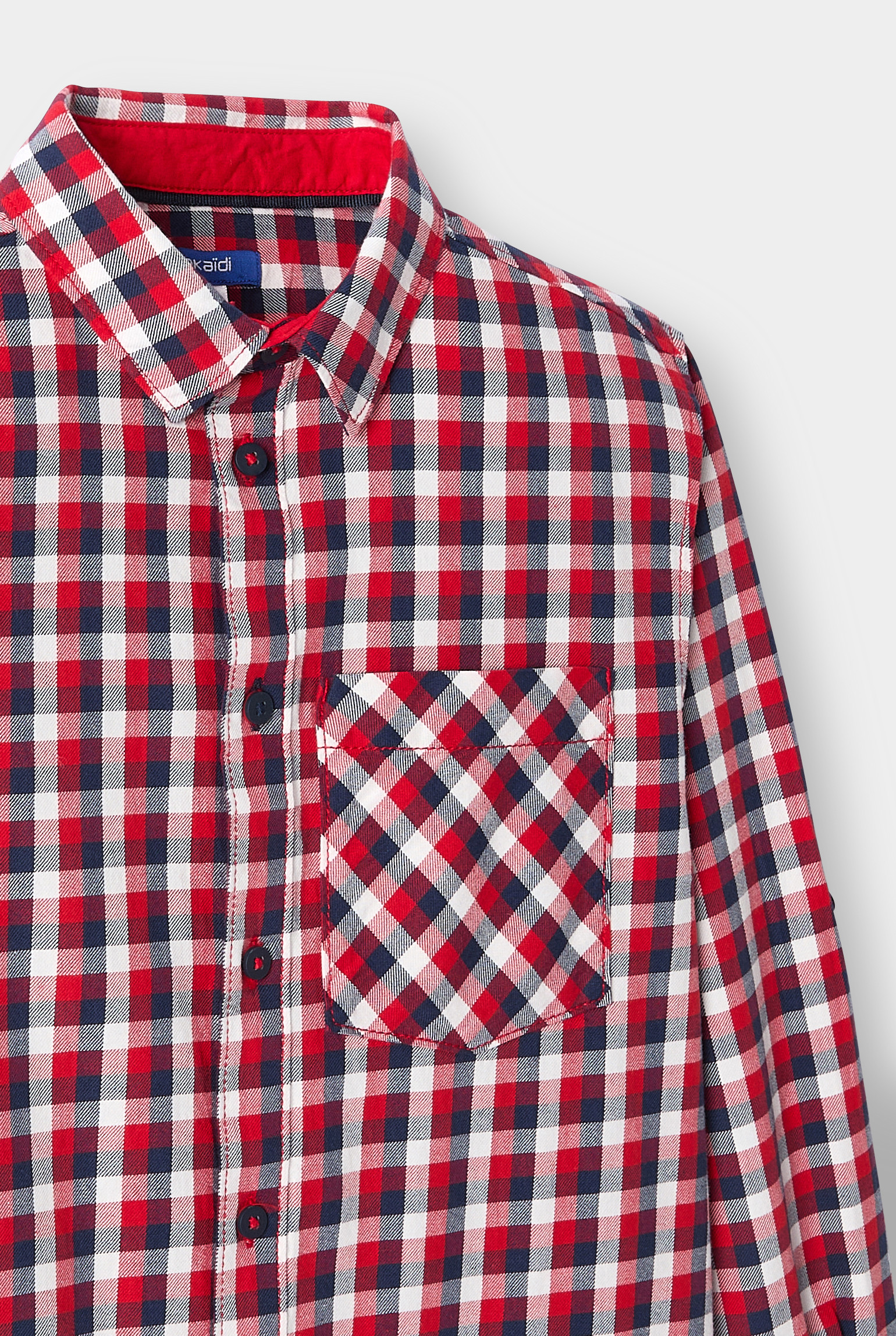 Chemise à carreaux bleue garçon - Carreaux rouge