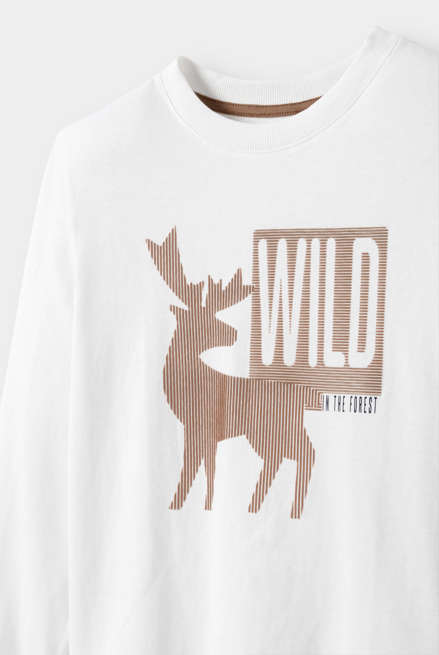 T-shirt manches longues blanc garçon - Ecru