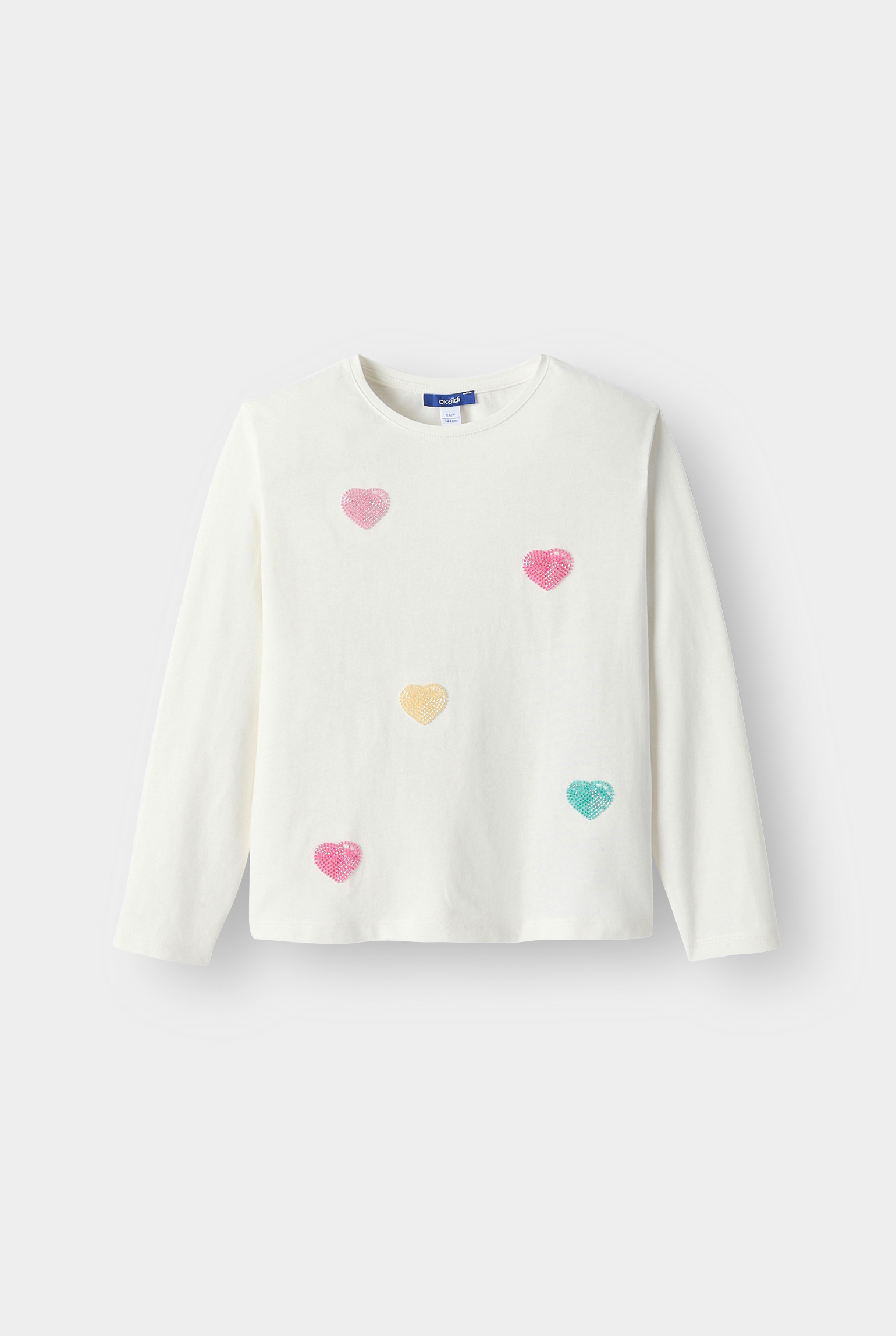 T-shirt blanc avec motifs pommes fille - Multicolore