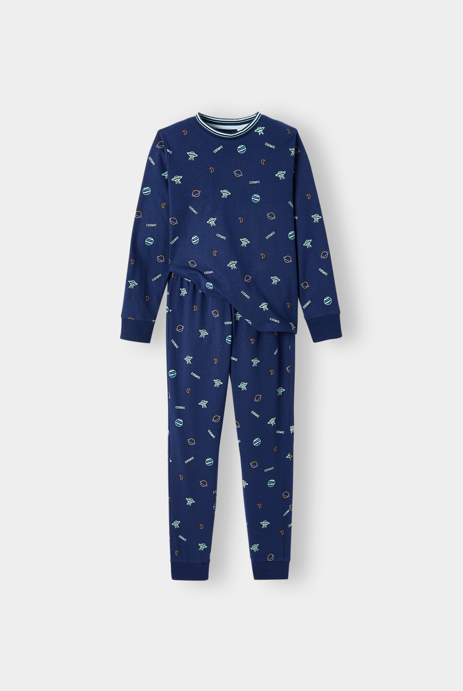 Pyjama long cosmos bleu garçon - Bleu Prusse