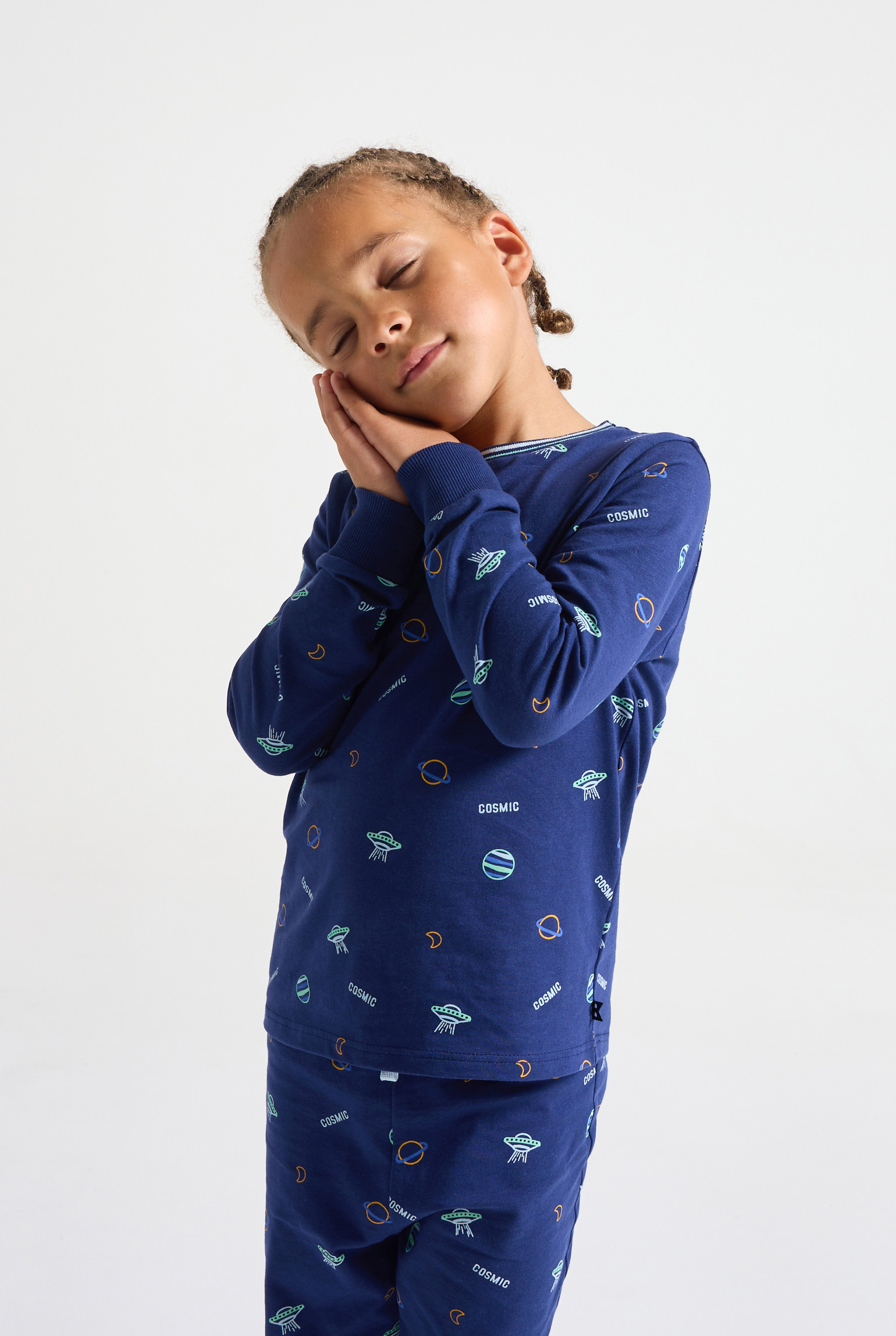 Pyjama long cosmos bleu garçon - Bleu Prusse