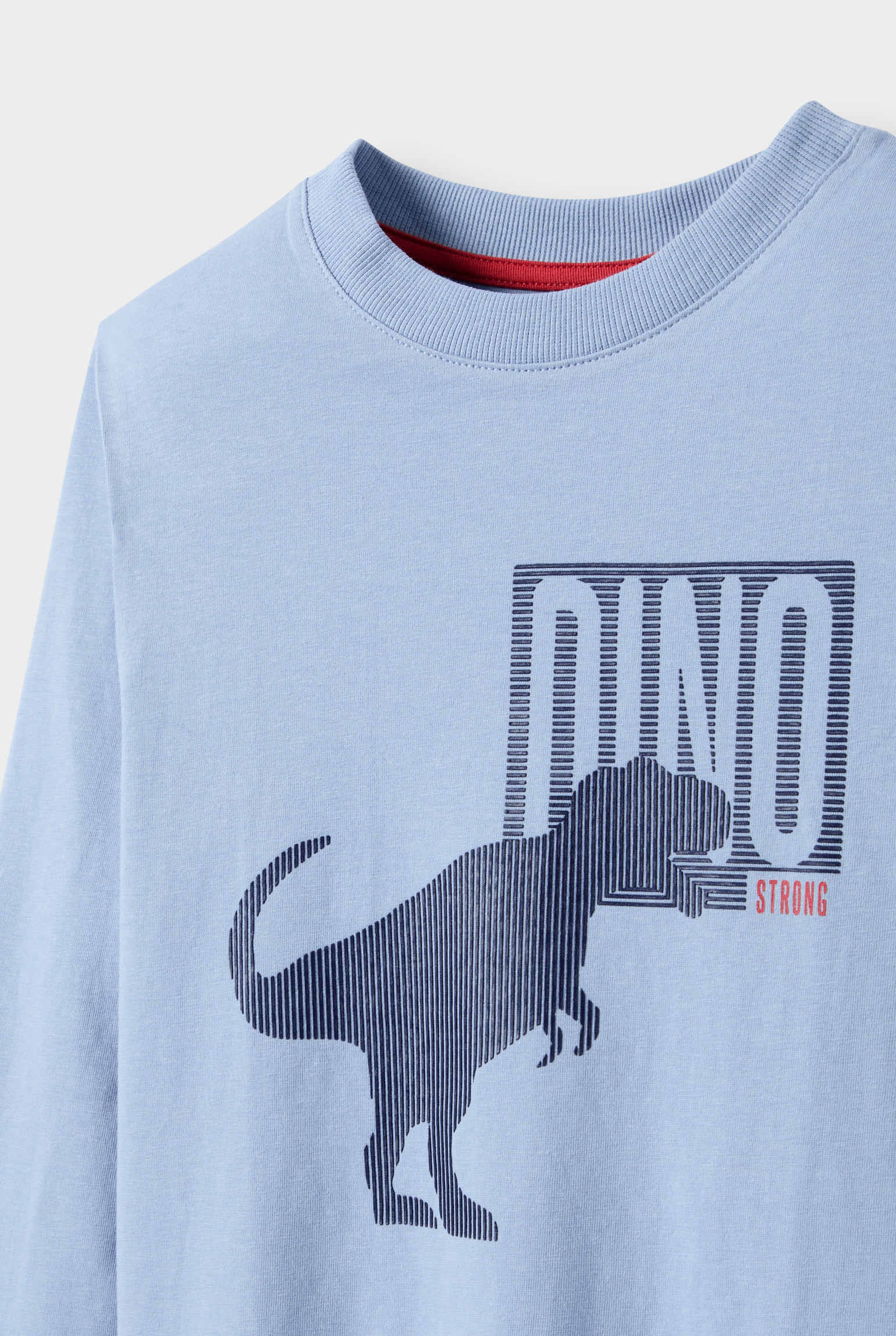T-shirt manches longues blanc garçon - Bleu gris