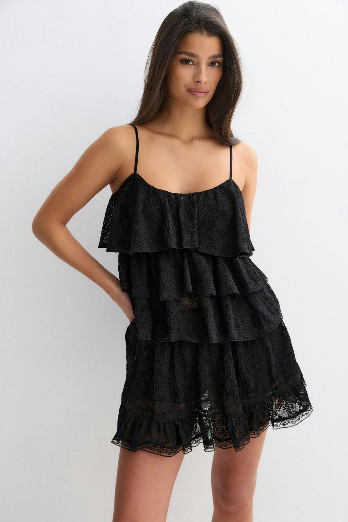 Lace mini skirt - Black