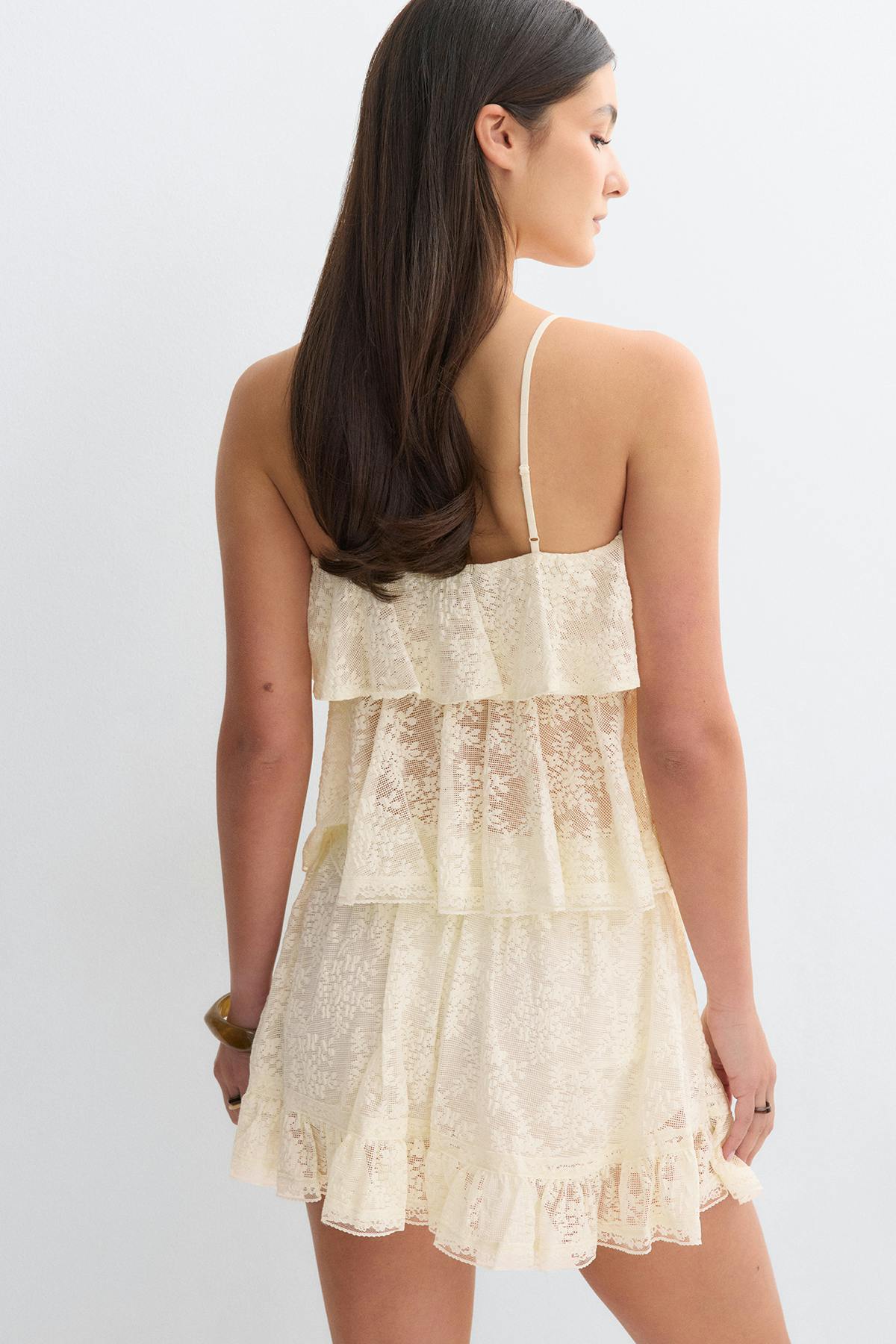 Lace frill singlet - White