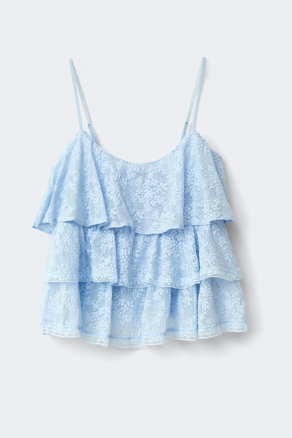 Lace frill singlet - Blue
