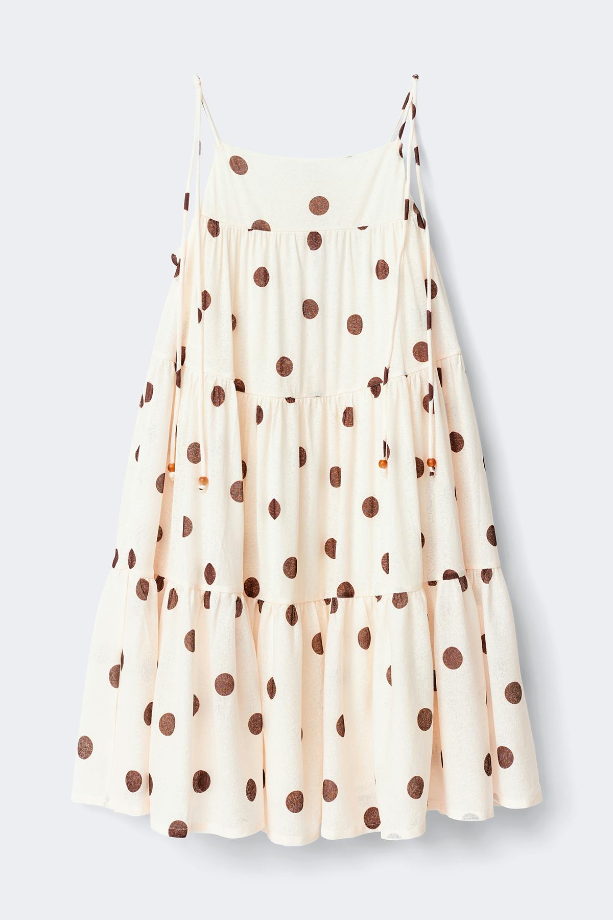 Flowy strap detail dress - Beige
