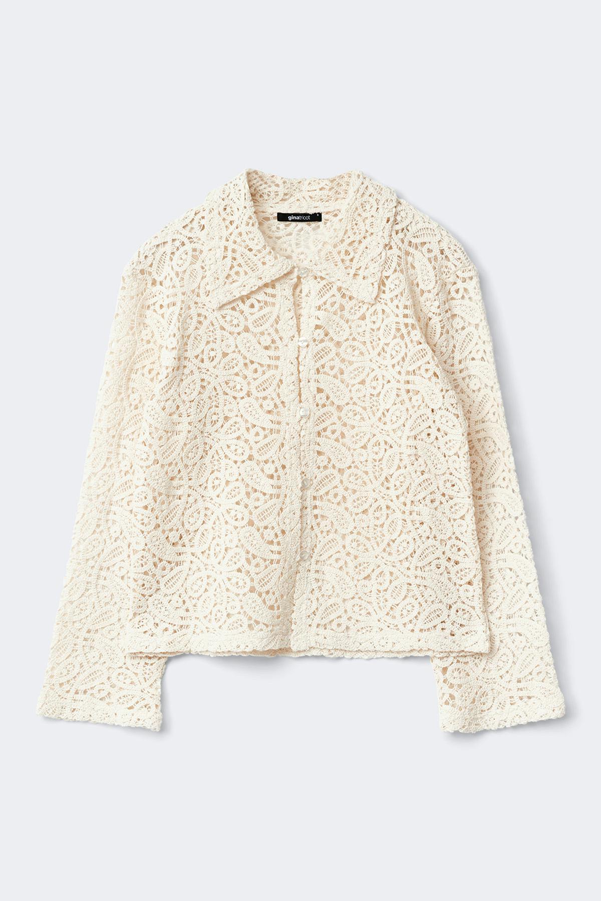 Knitted crochet shirt - White