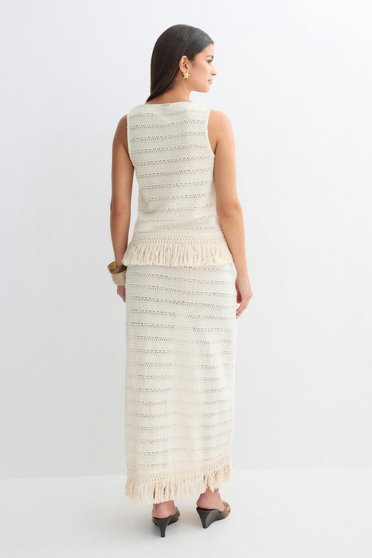 Crochet fringe skirt - White
