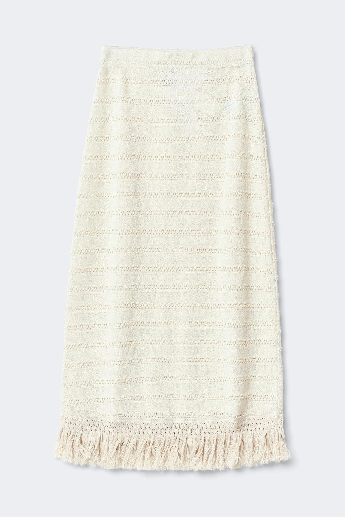 Crochet fringe skirt - White