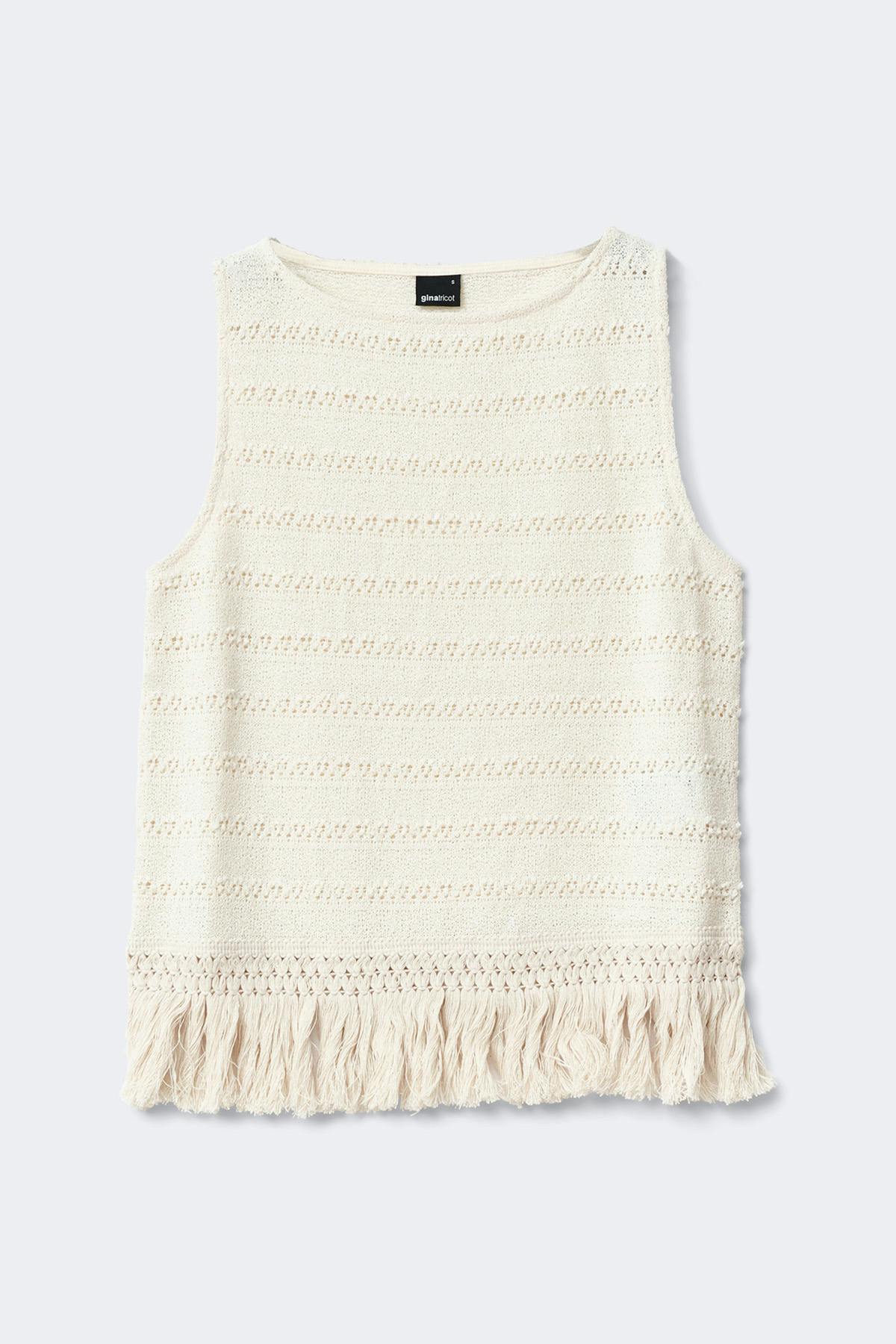 Crochet fringe top - White