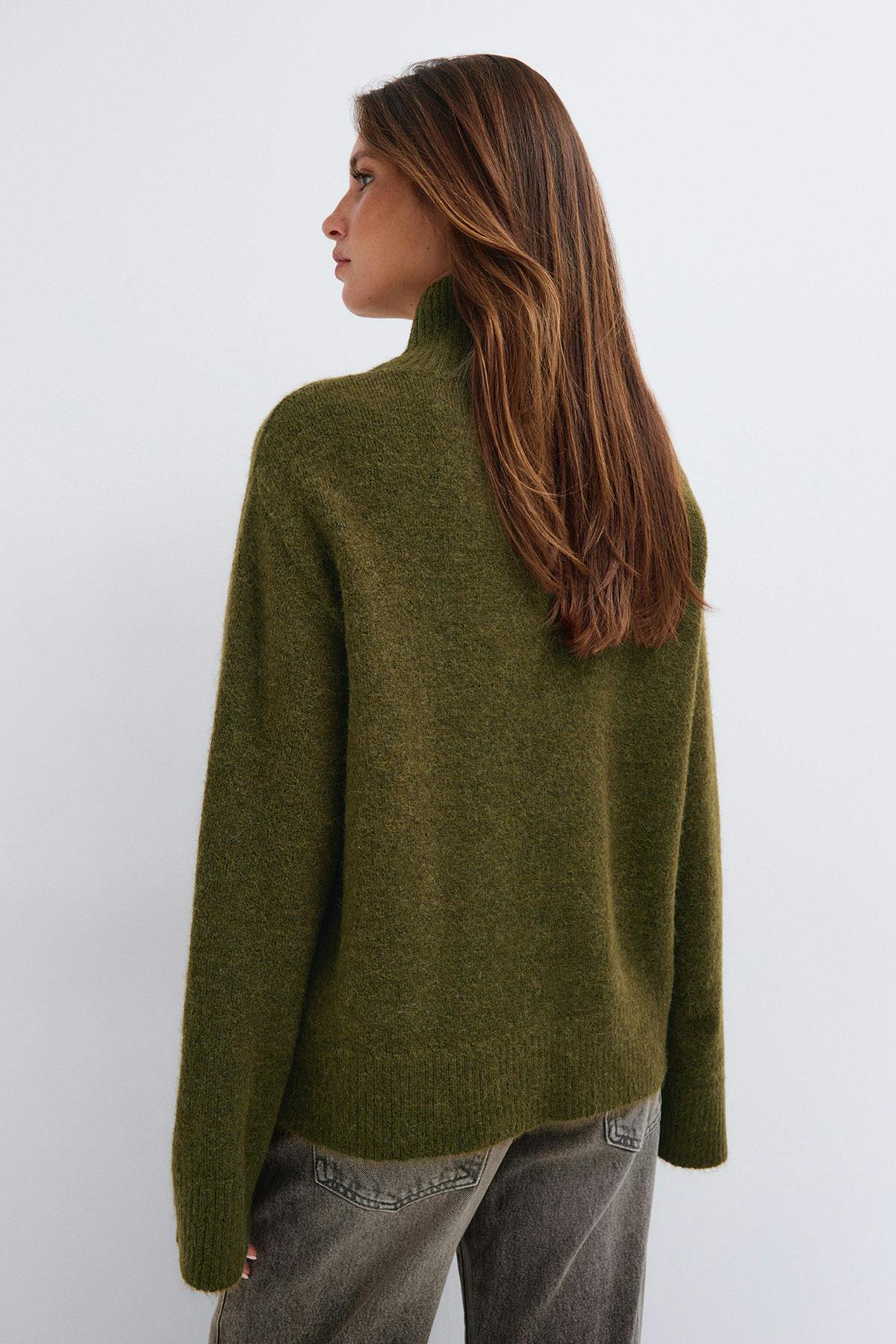 Double zip knitted cardigan - Green