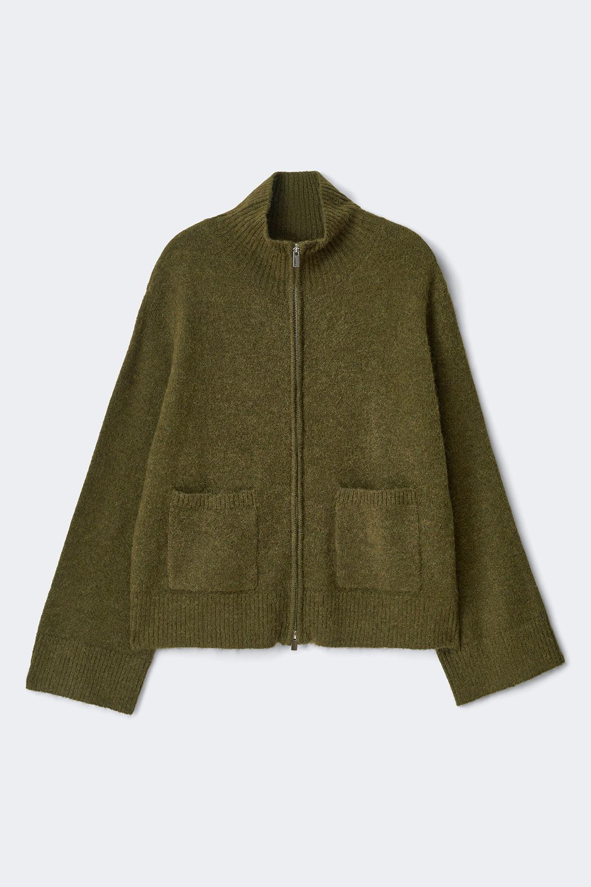 Double zip knitted cardigan - Green