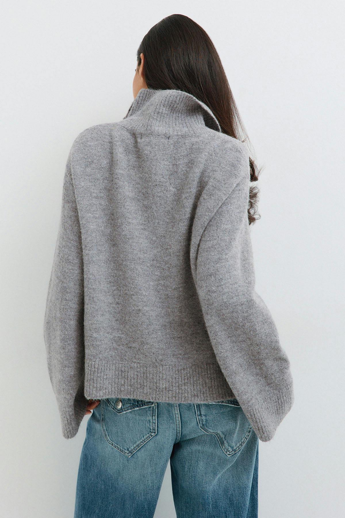 Double zip knitted cardigan - Grey