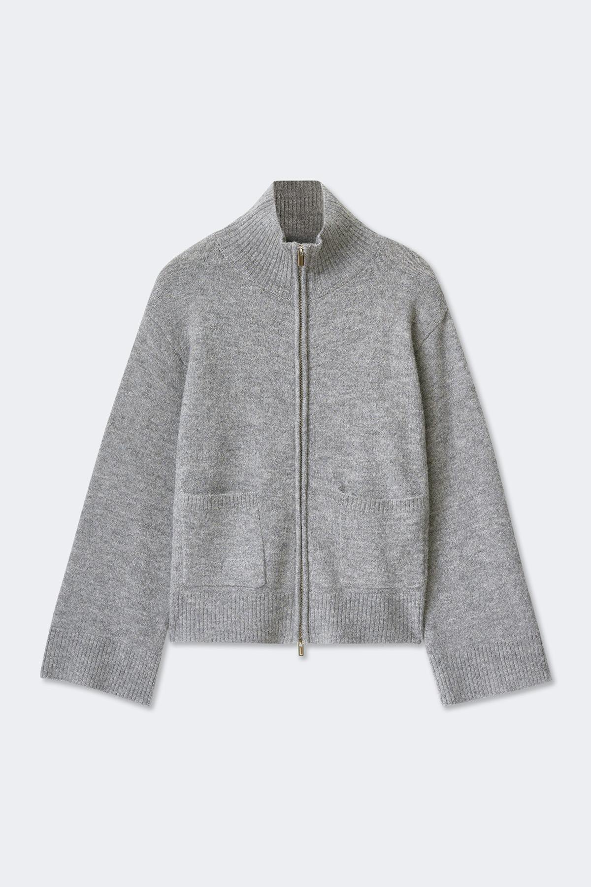 Double zip knitted cardigan - Grey